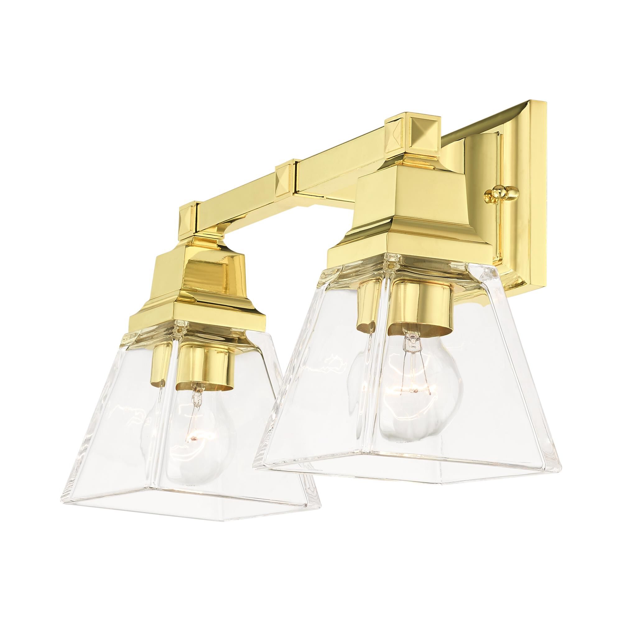 Shown in Polished Brass finish and Clear glass and Clear Glass shade