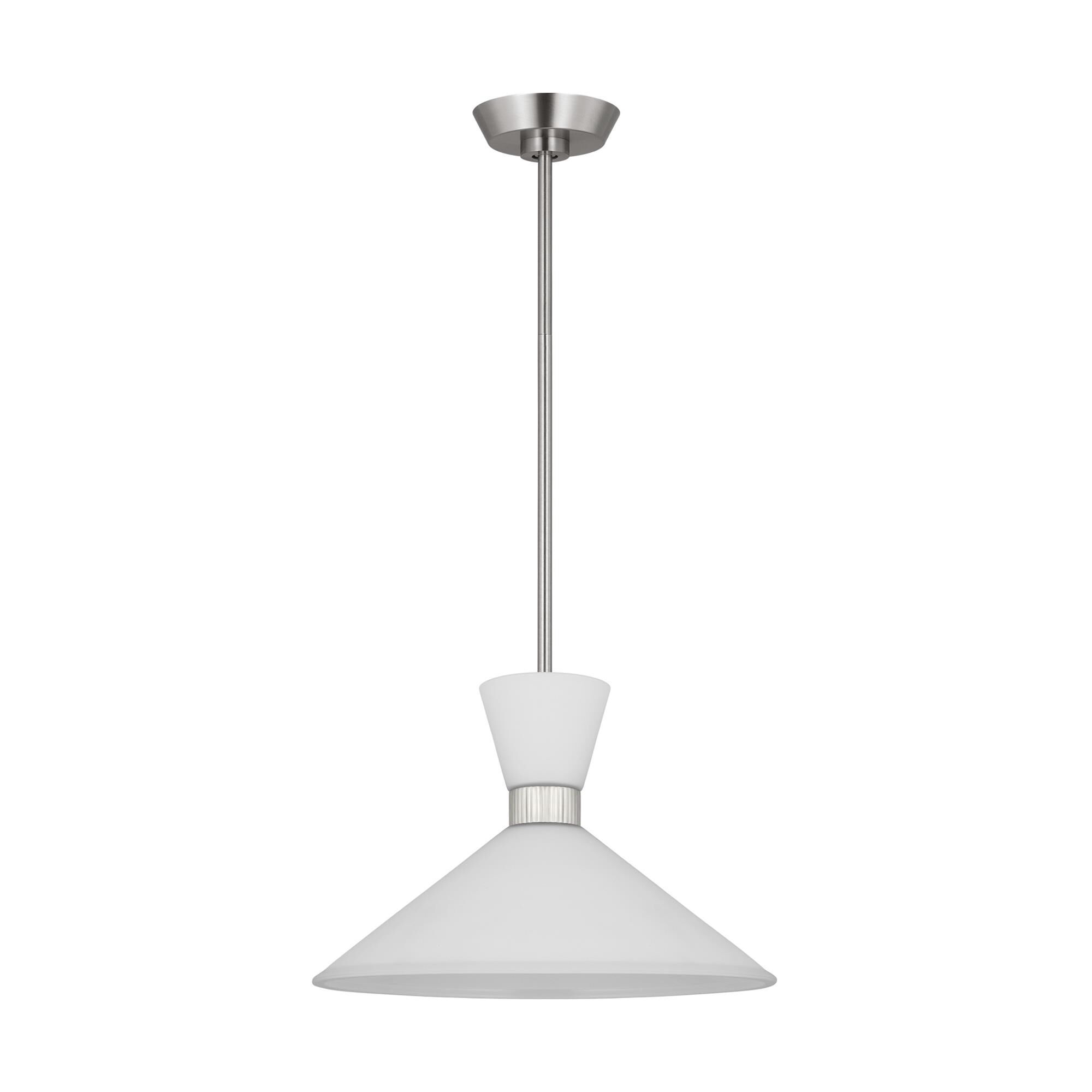Shown in Brushed Steel finish and Etched White Glass s shade