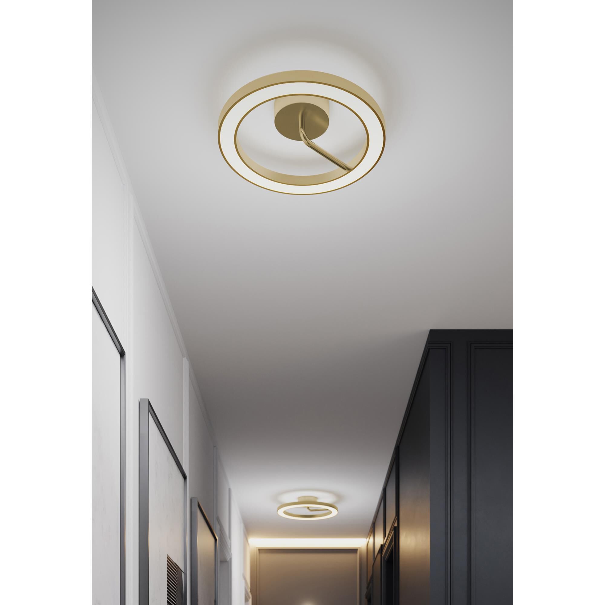 Shown in Light Antique Brass finish and White glass