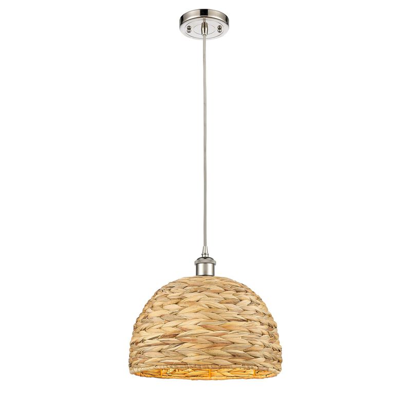 Bruno Marashlian Woven Rattan 12 Inch Mini Pendant by Innovations Lighting