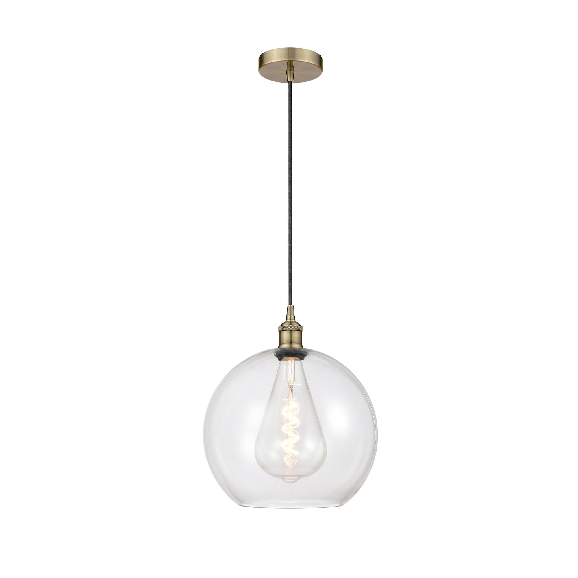 Shown in Antique Brass finish and Clear glass