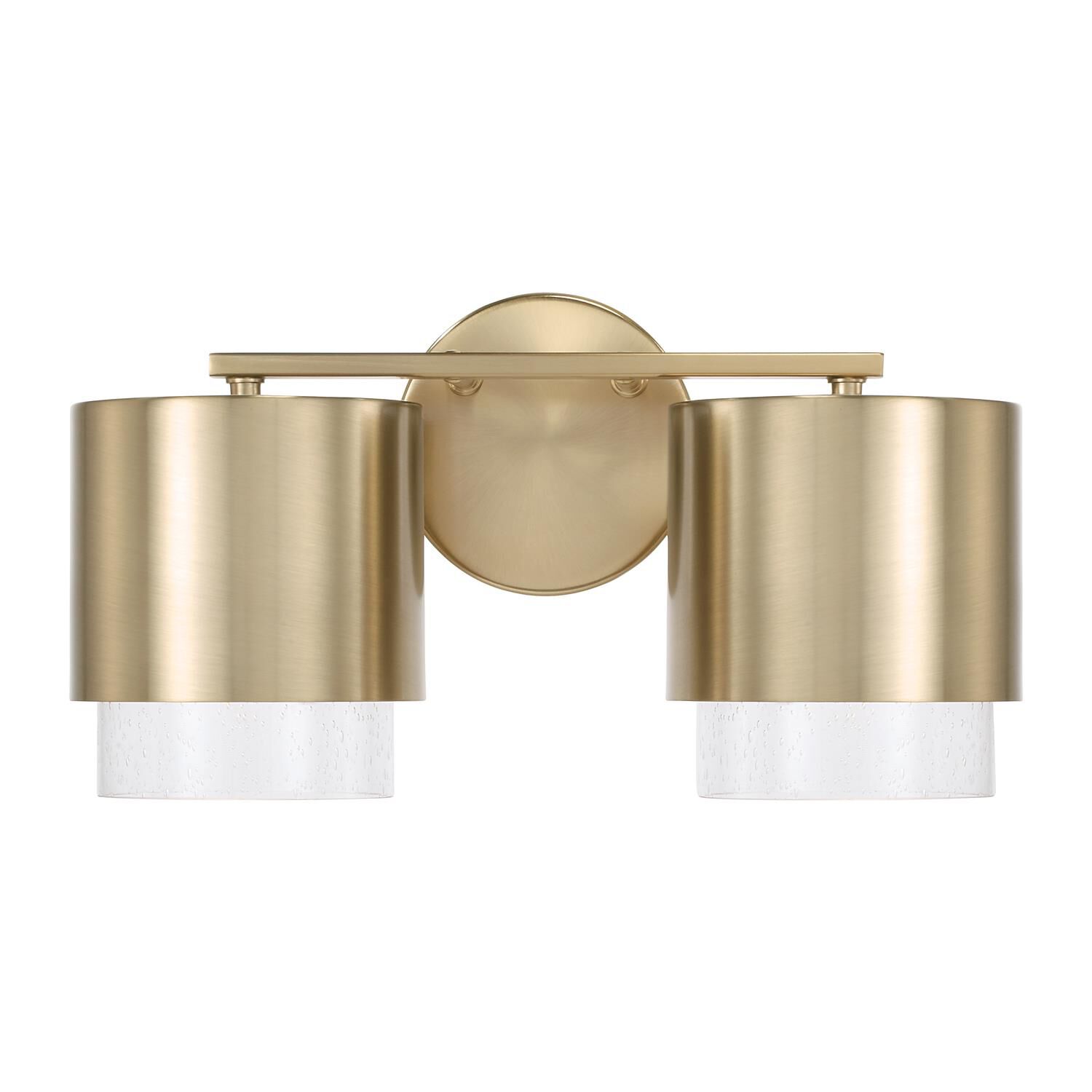 Shown in Matte Brass finish and Clear Seeded glass and Metal shade
