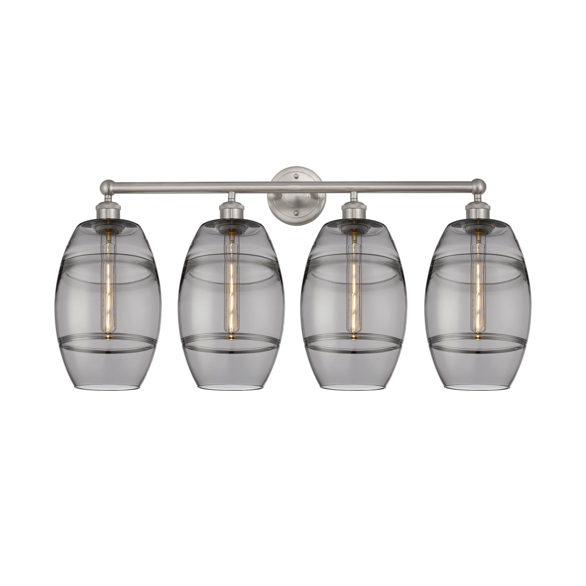 Shown in Satin Nickel finish and Light Smoke glass