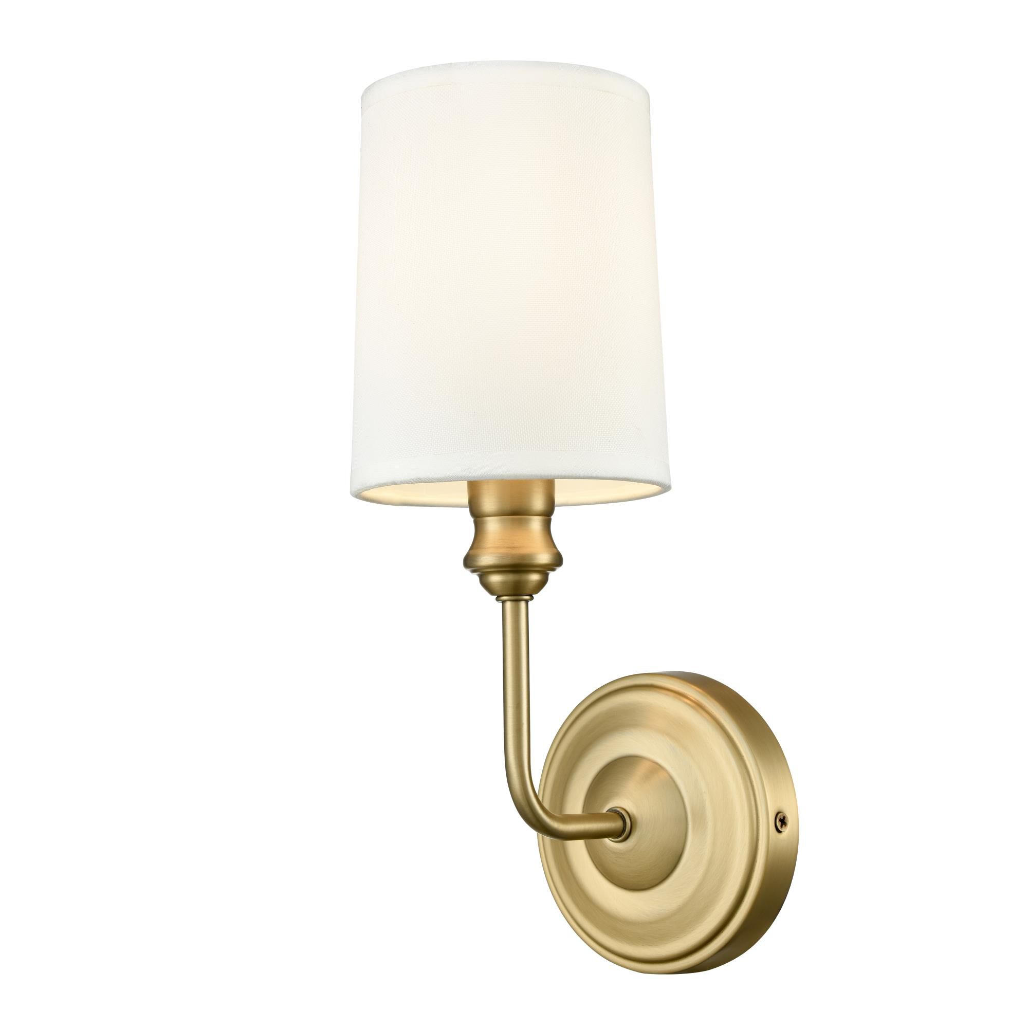 Shown in Vintage Brass finish and White shade