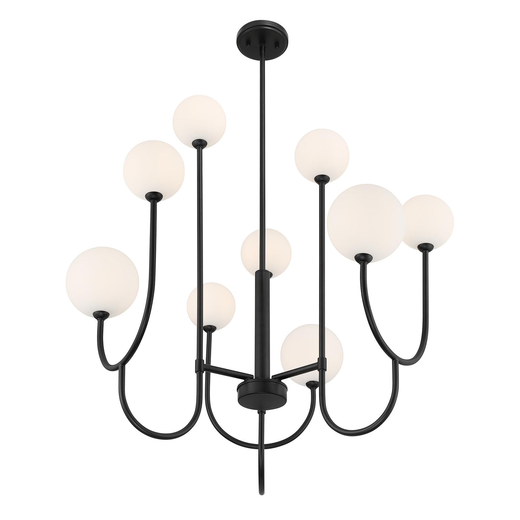 Shown in Matte Black finish and White Opal glass