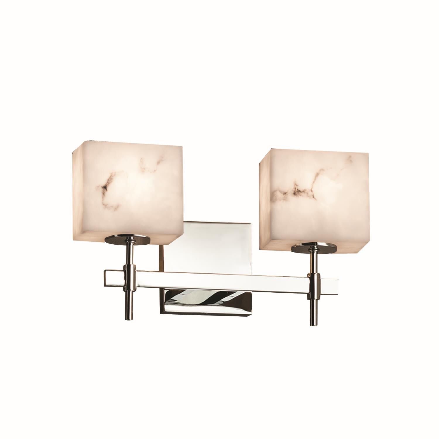 Shown in Polished Chrome finish and Faux Alabaster Resin glass and Rectangle accent