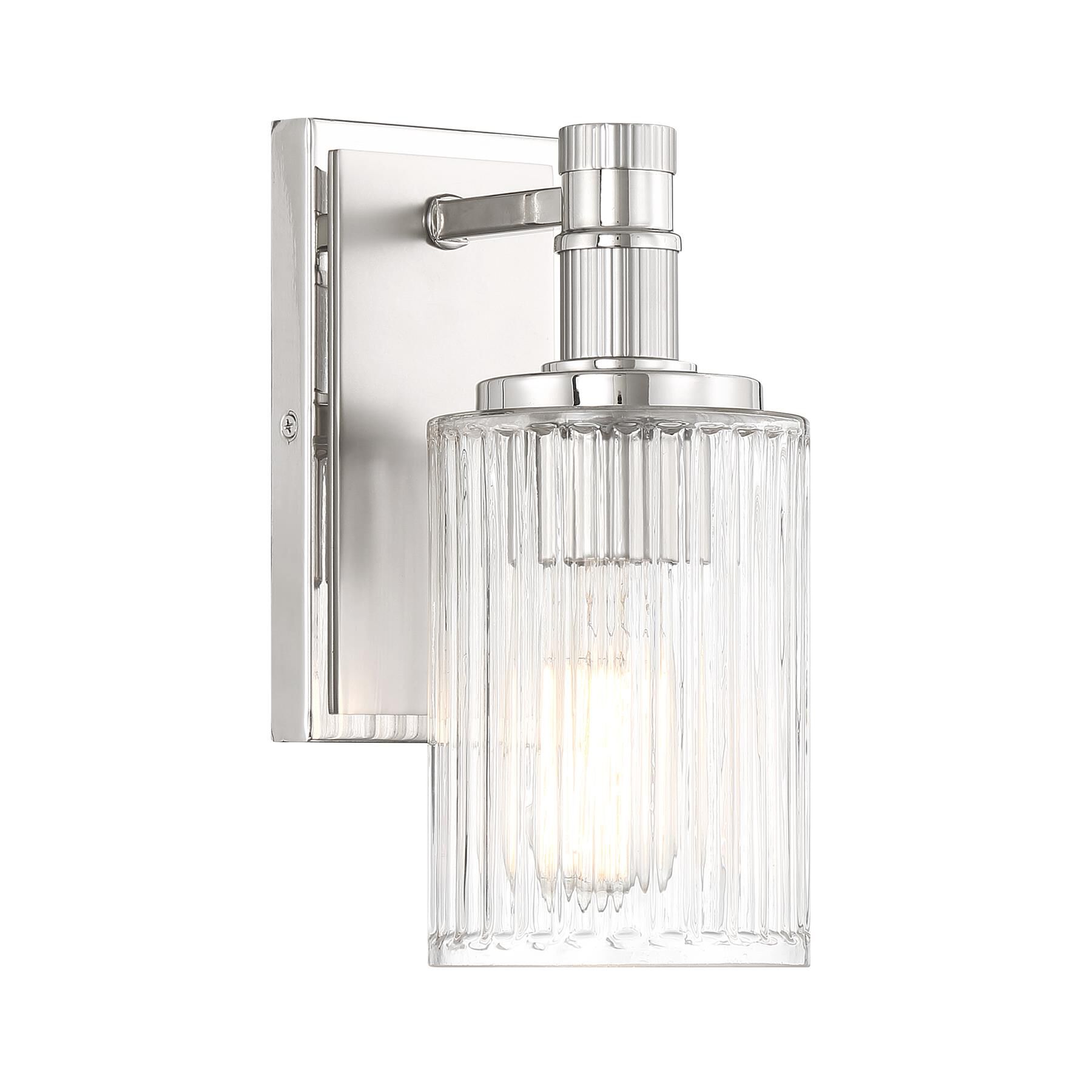Shown in Silver And Polished Nickel finish and Ribbed glass