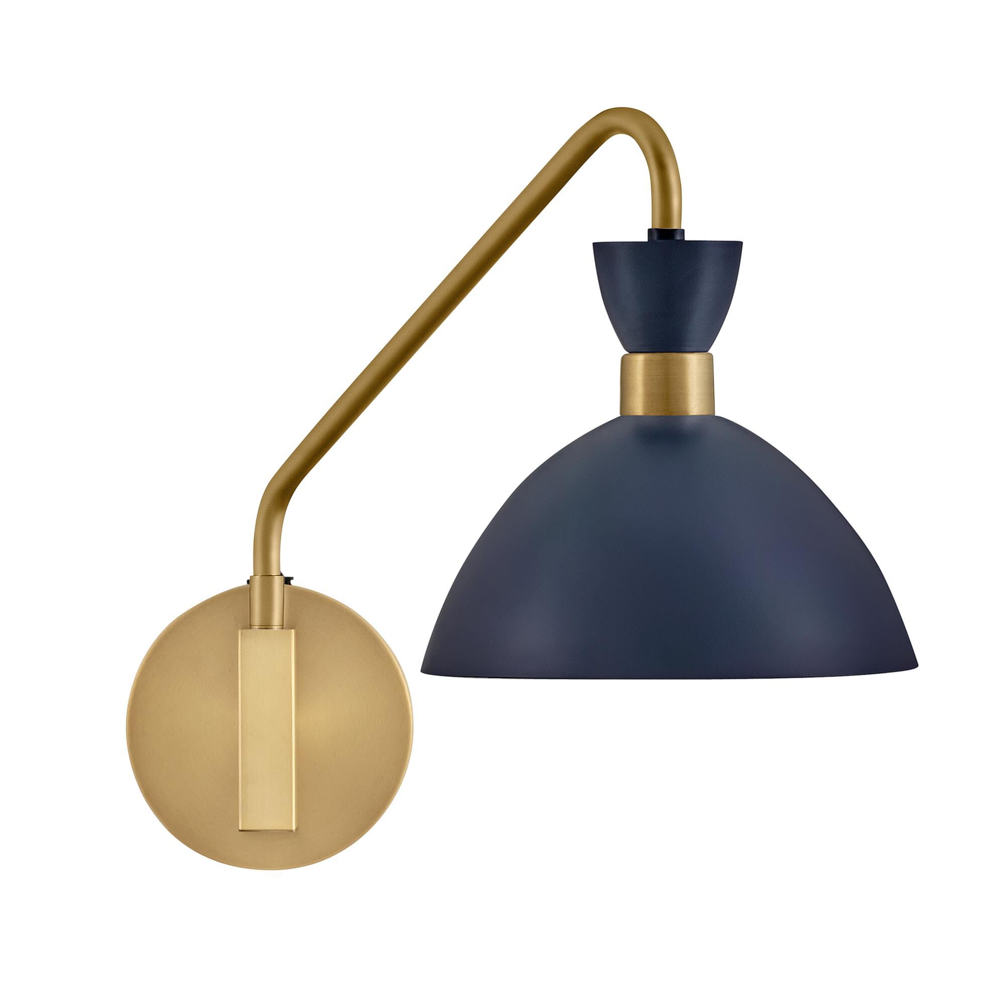 Shown in Matte Navy finish and Heritage Brass accent