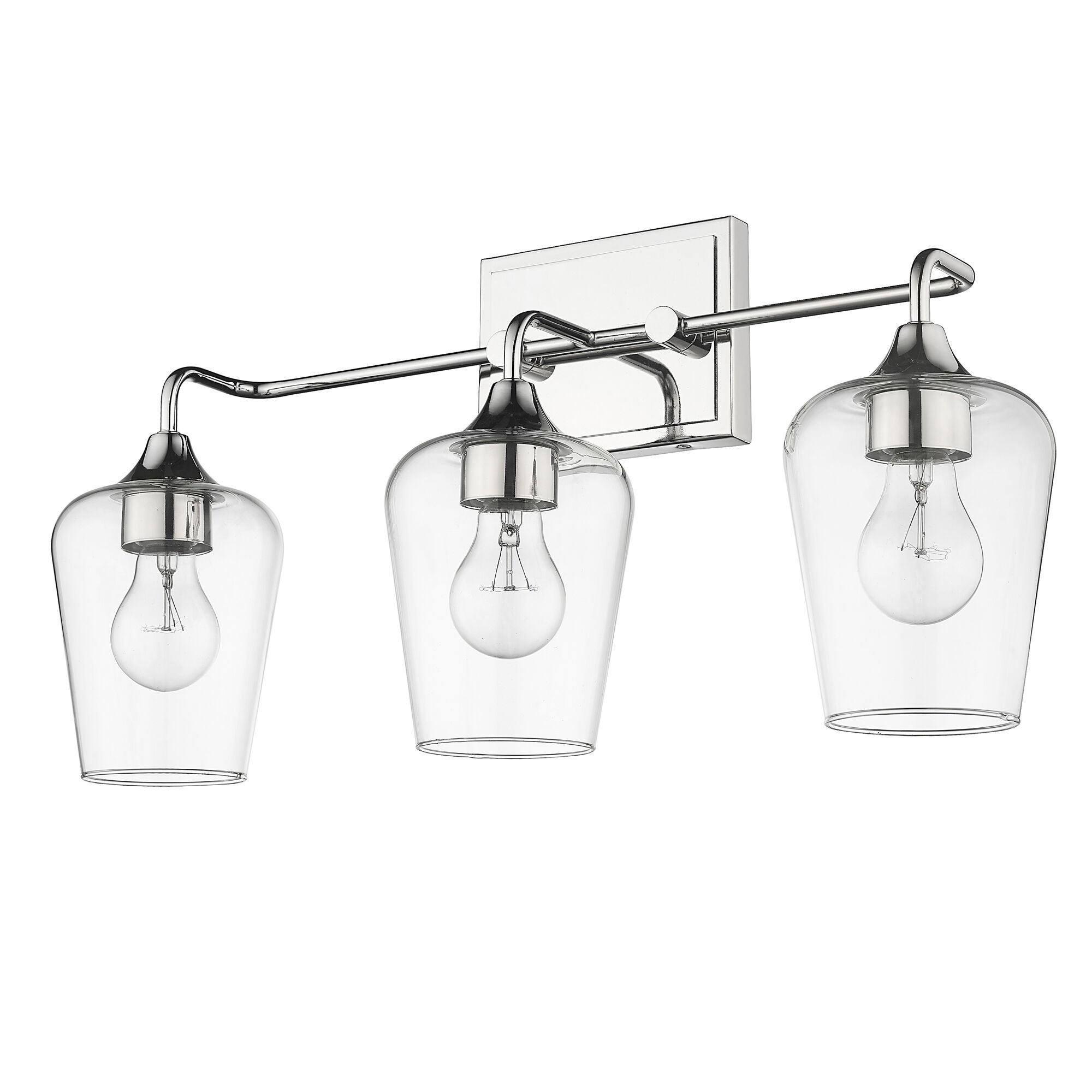 Shown in Polished Nickel finish and Clear Glass shade