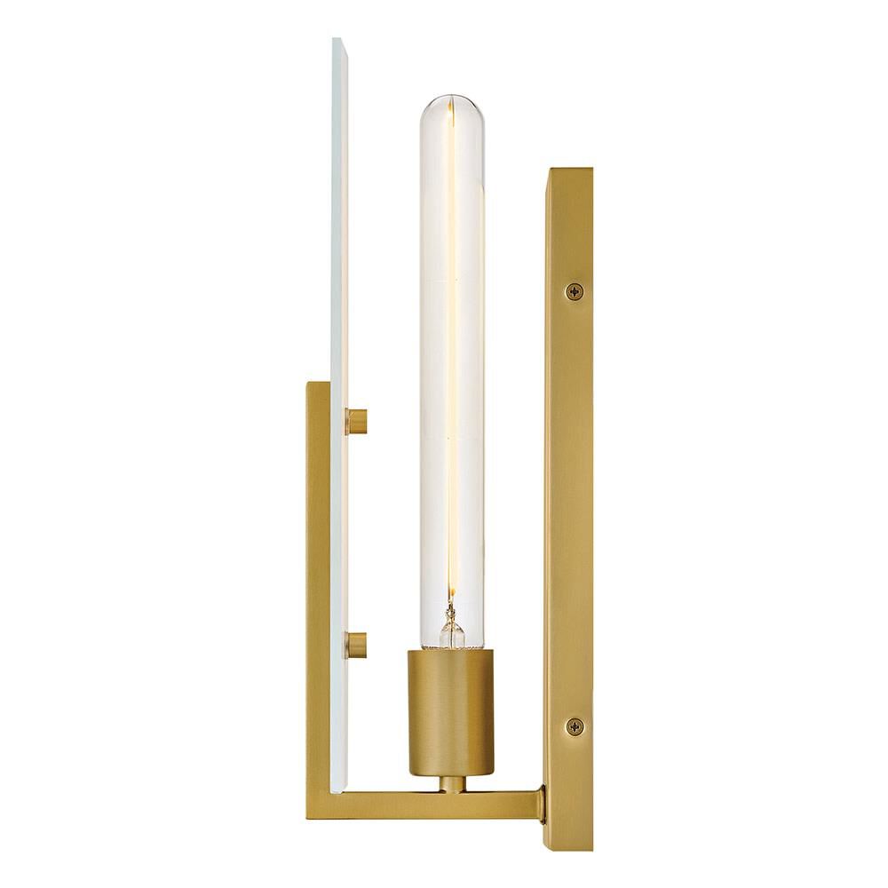 Shown in Lacquered Brass finish and Etched White glass