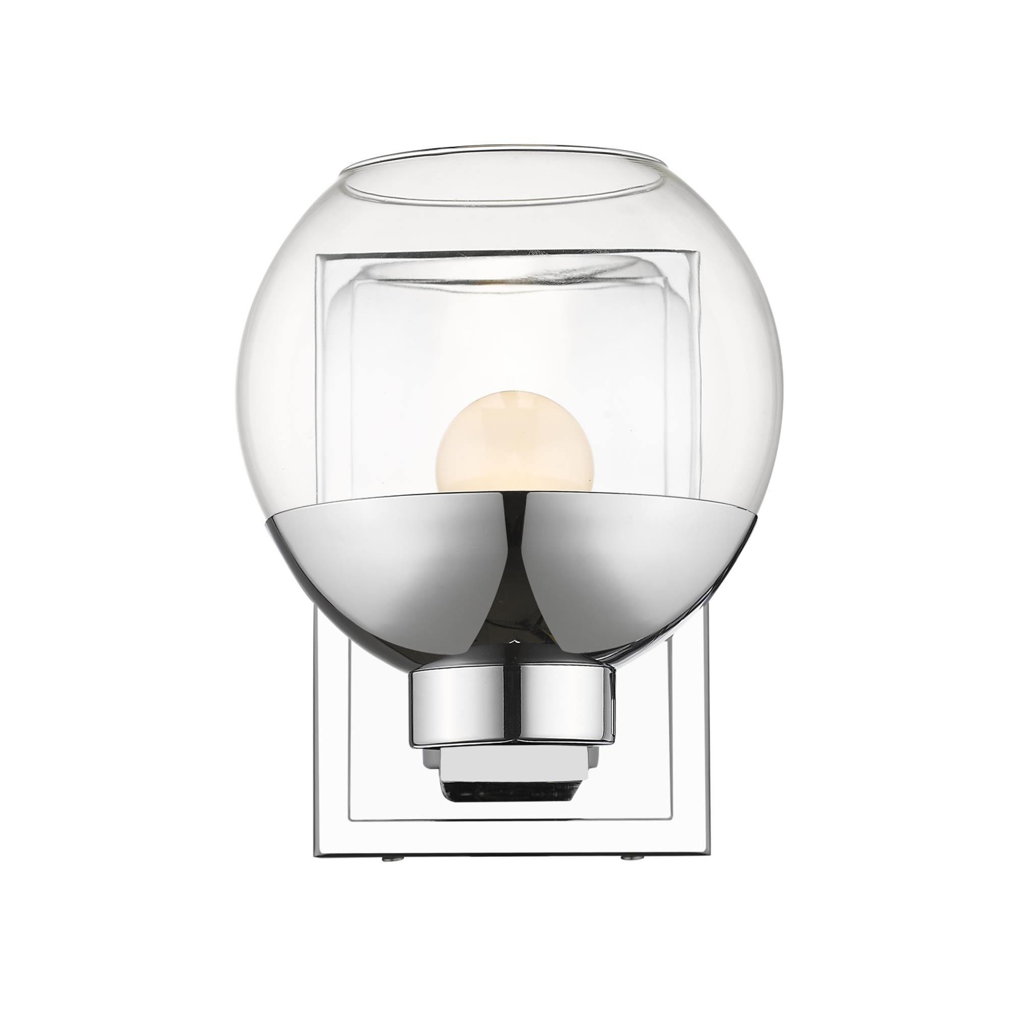 Shown in Chrome finish and Glass shade