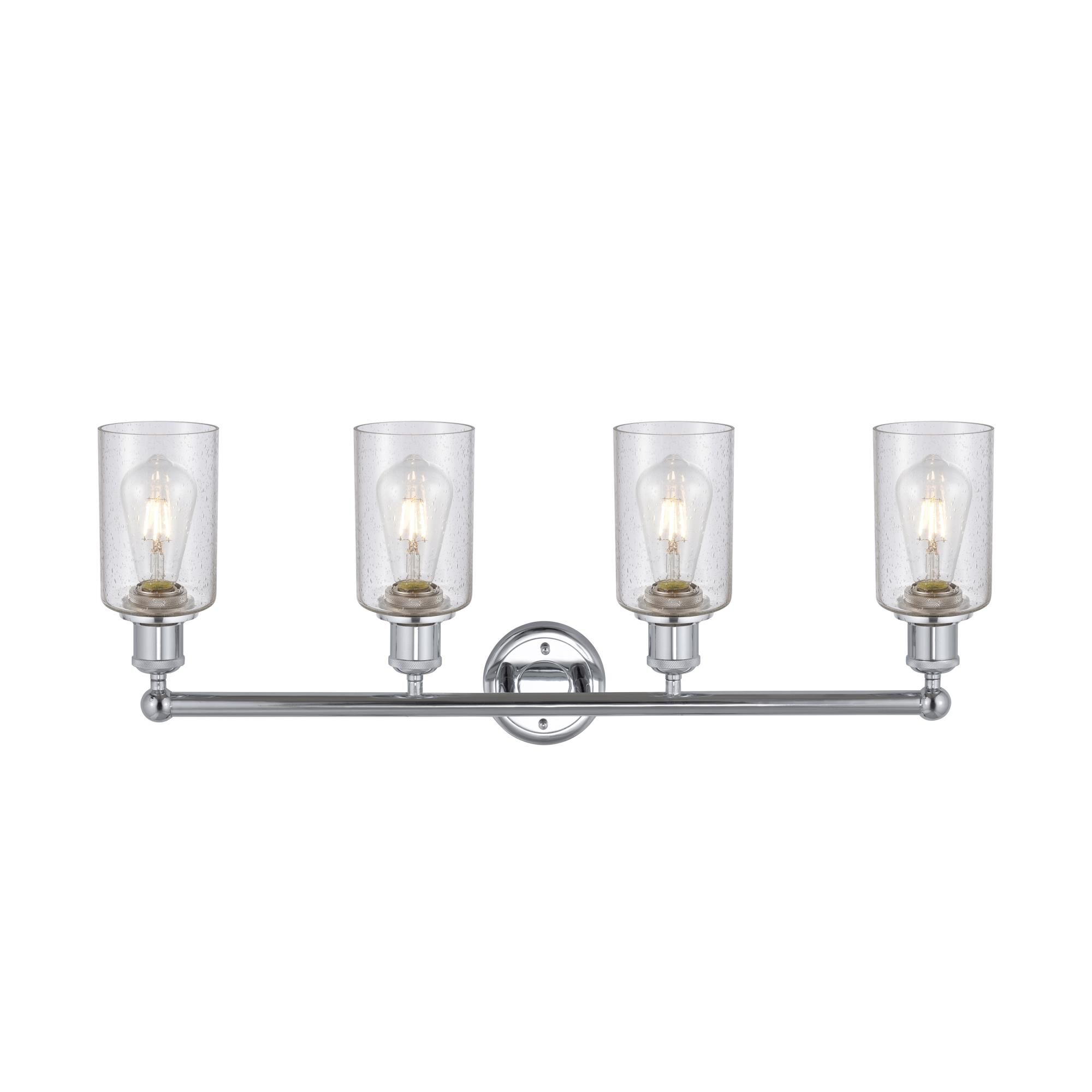 Shown in Polished Chrome finish and Seedy glass