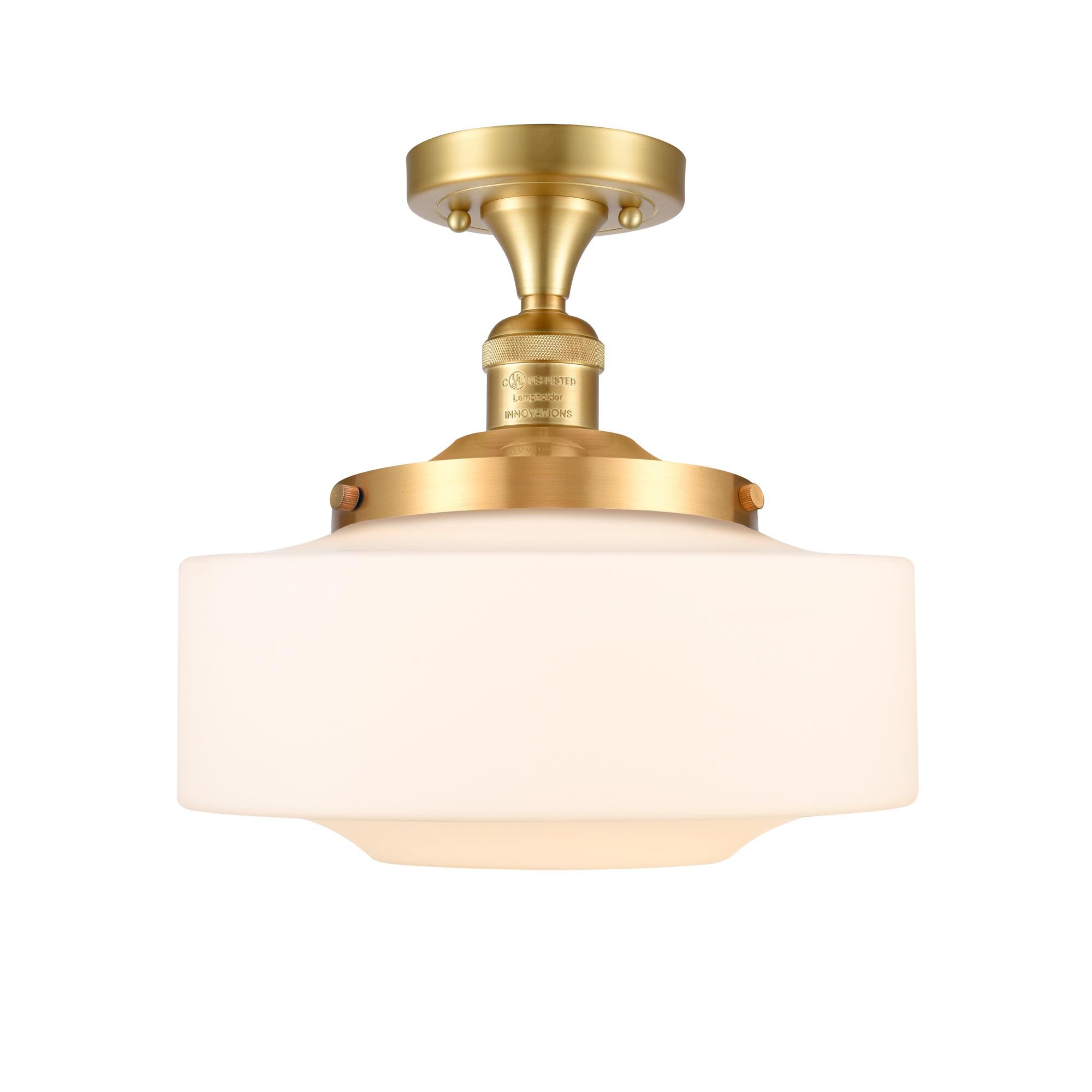 Shown in Satin Gold finish and Matte White Cased Large Bridgeton glass