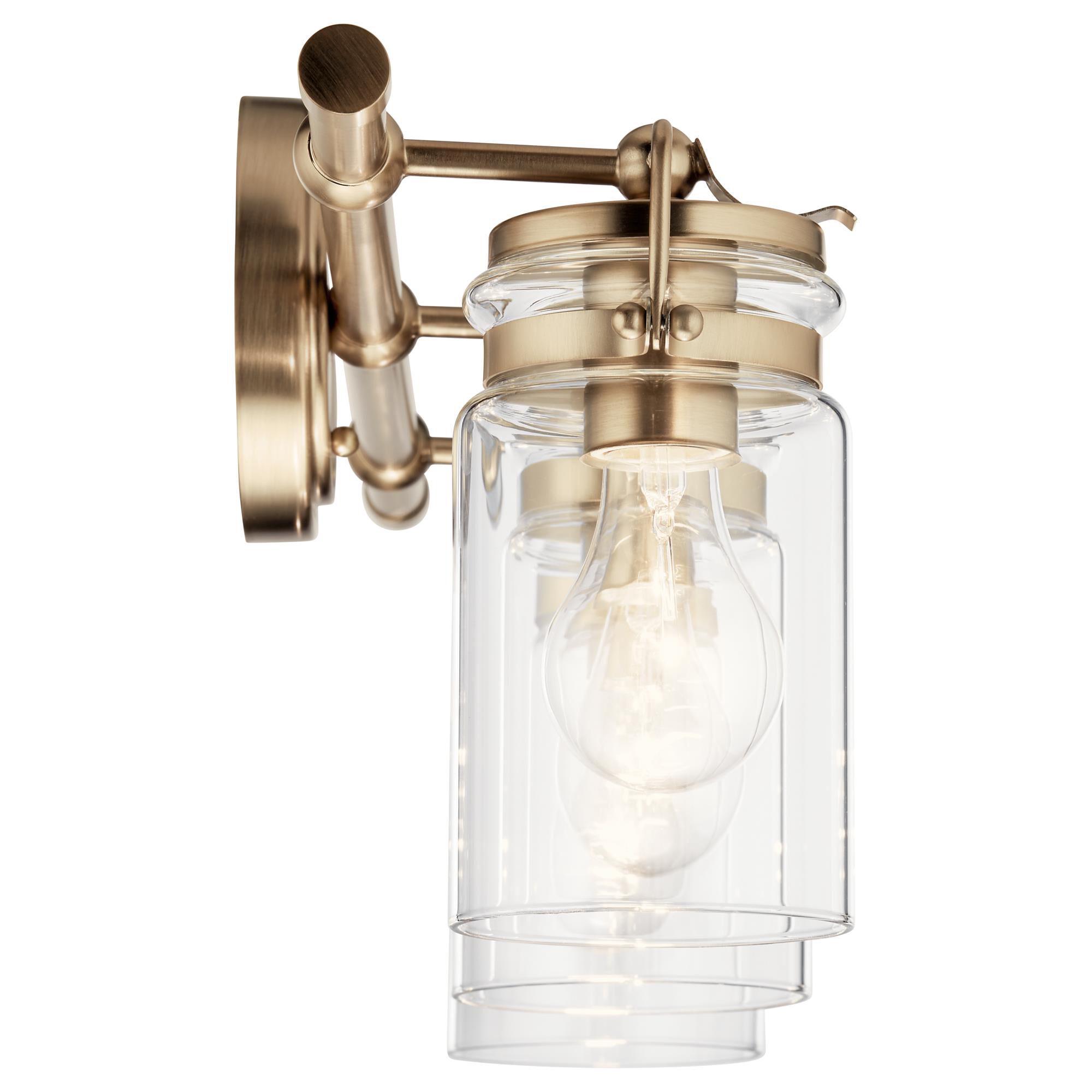 Shown in Champagne Bronze finish and Clear glass
