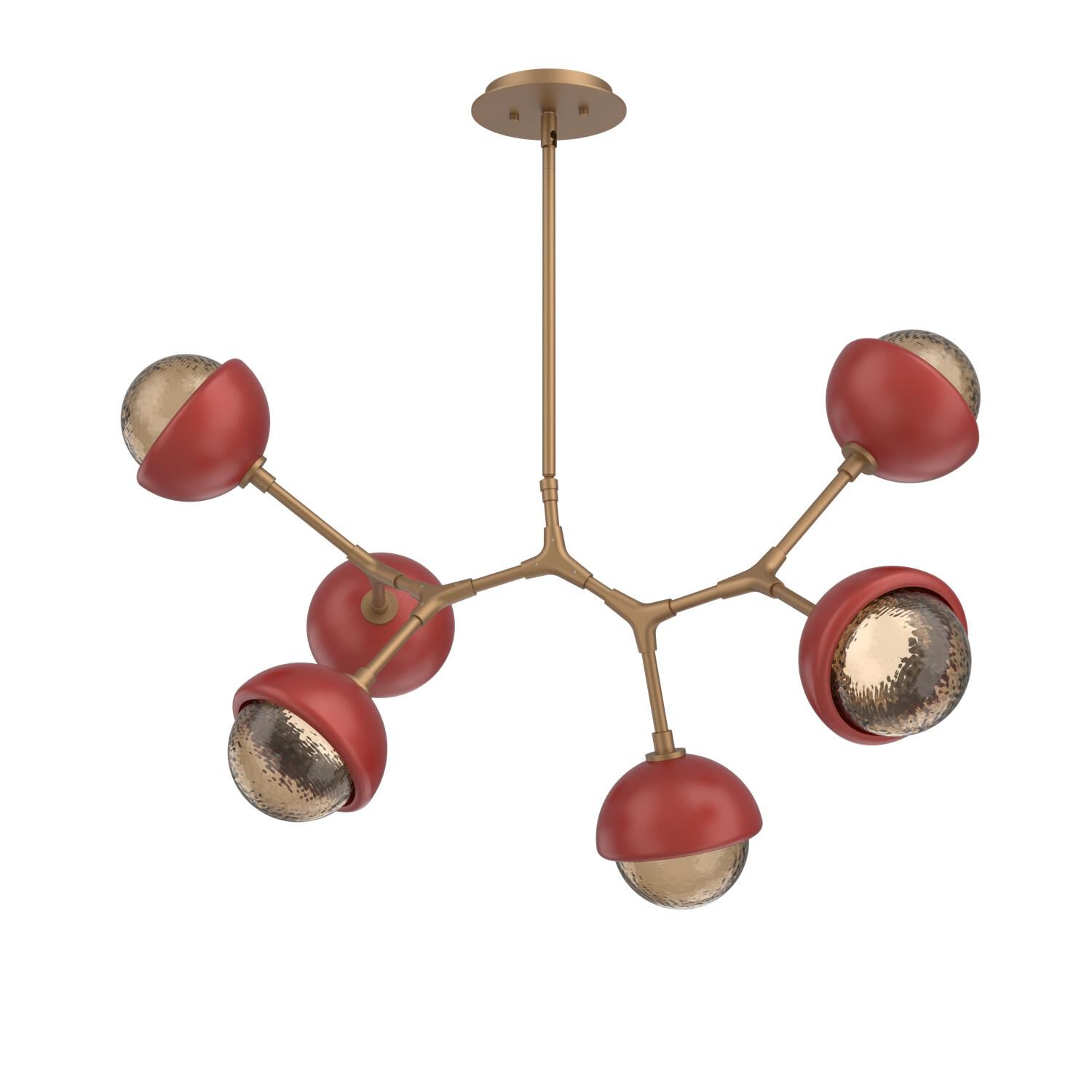 Shown in Novel Brass finish and Bronze glass and Cinnamon Red accent