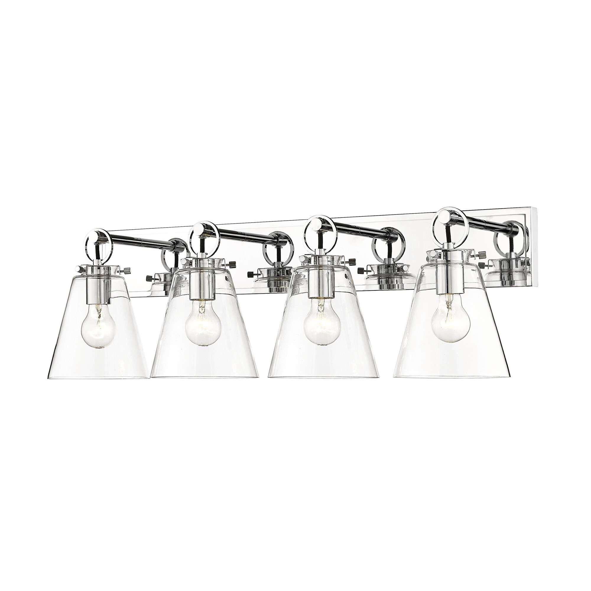 Shown in Chrome finish and Glass shade