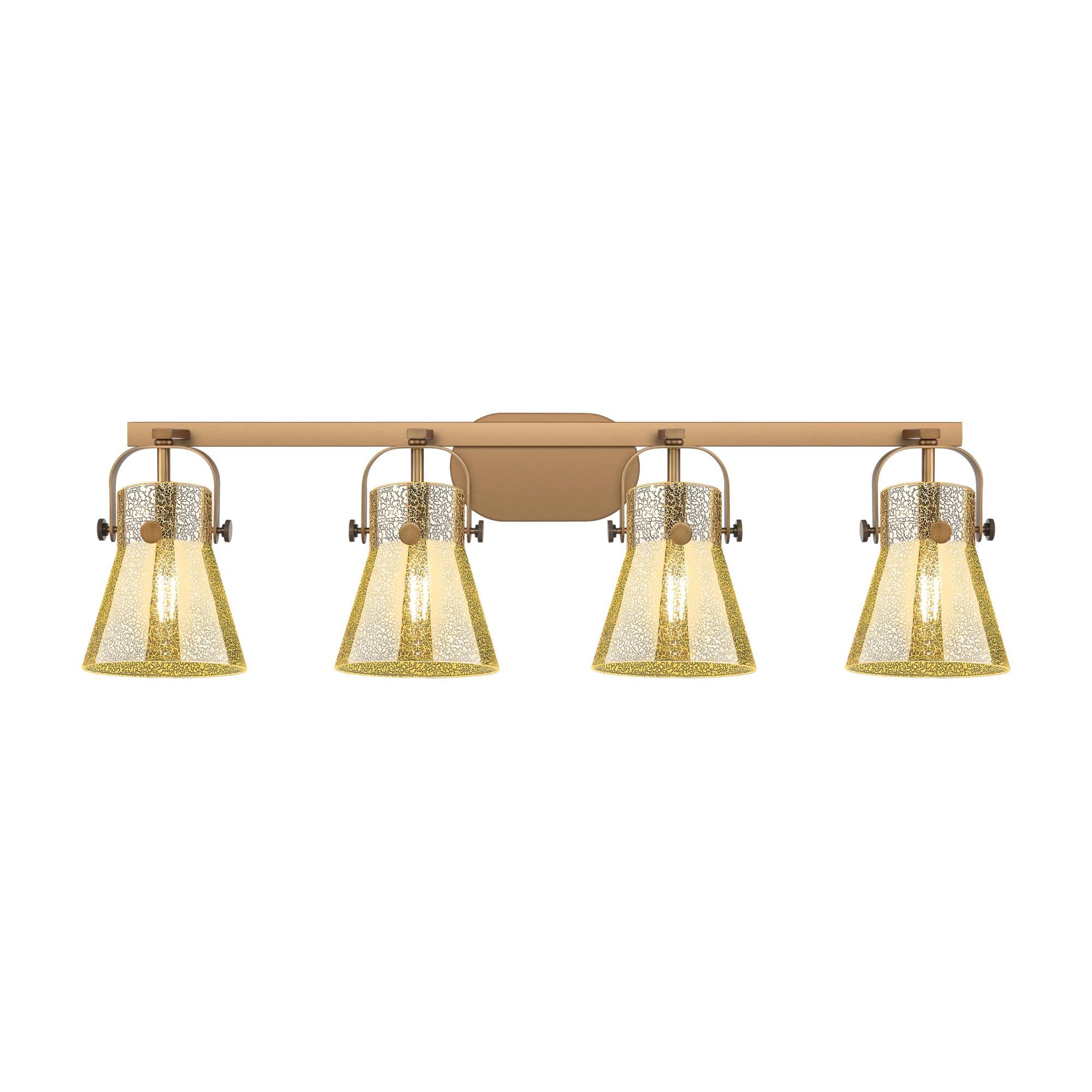 Shown in Brushed Brass finish and Mercury shade