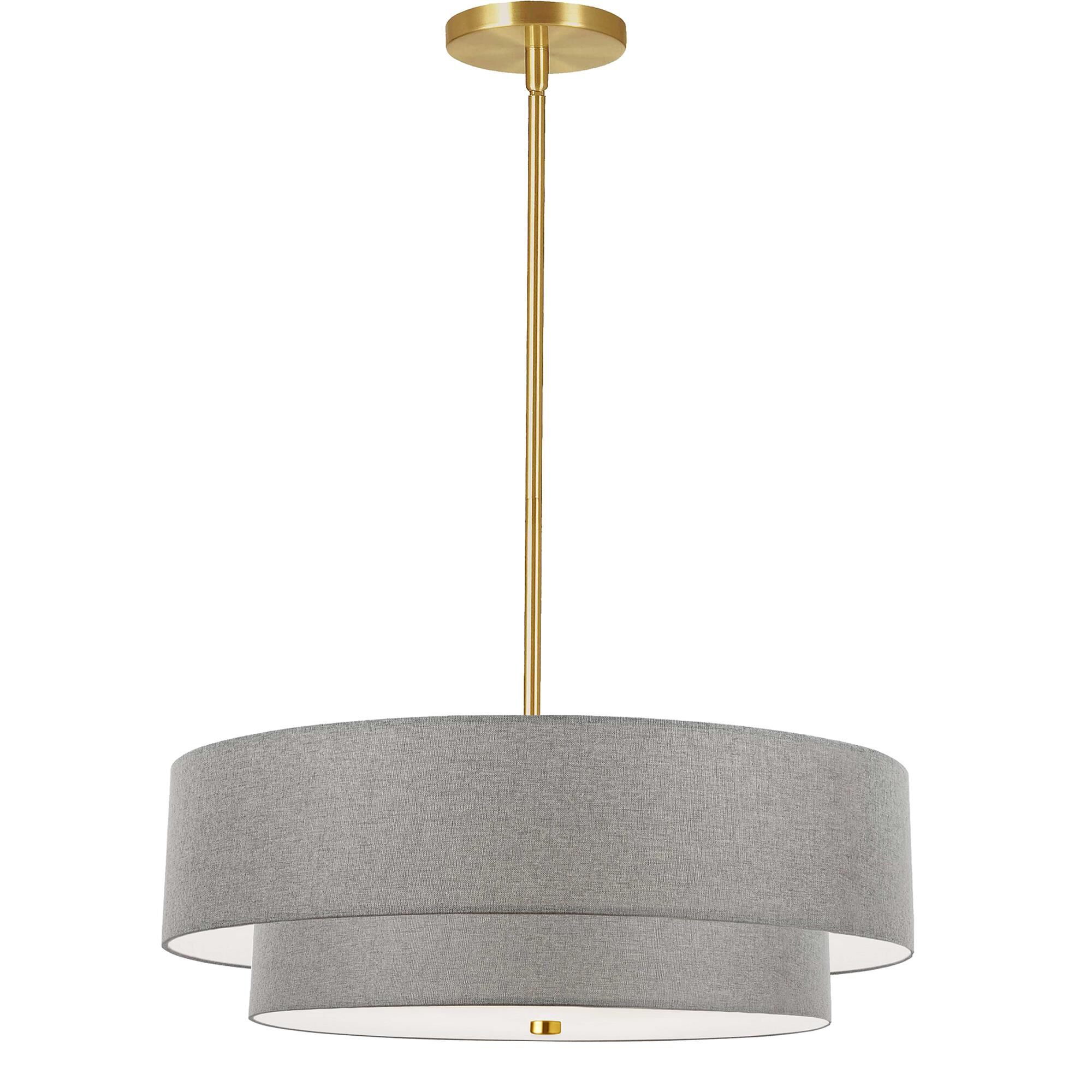 Shown in Aged Brass finish and Grey shade
