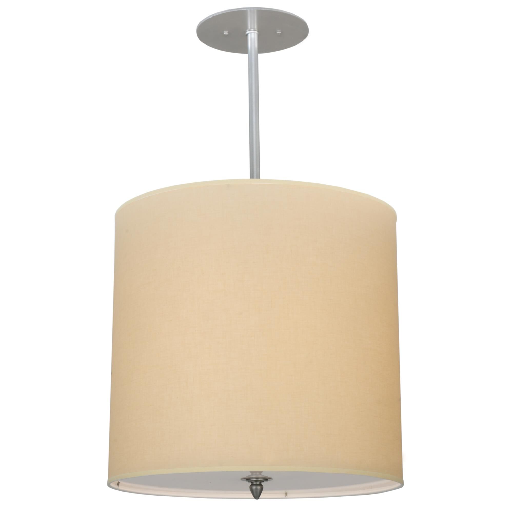 Shown in Brushed Nickel finish and Beige Linen shade