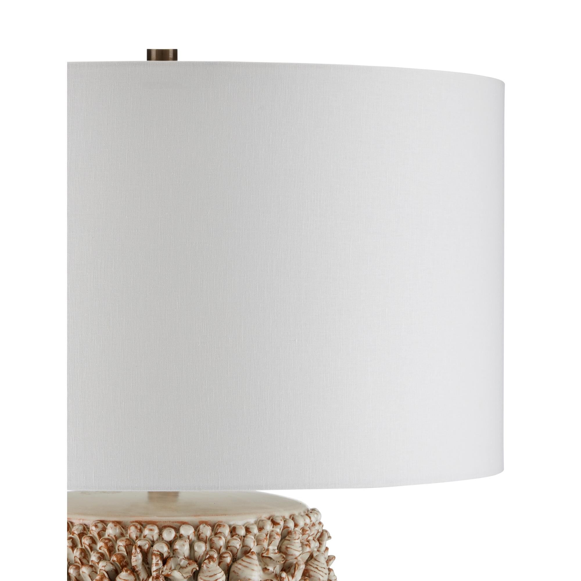 Shown in Milky White finish and Off-White Linen shade
