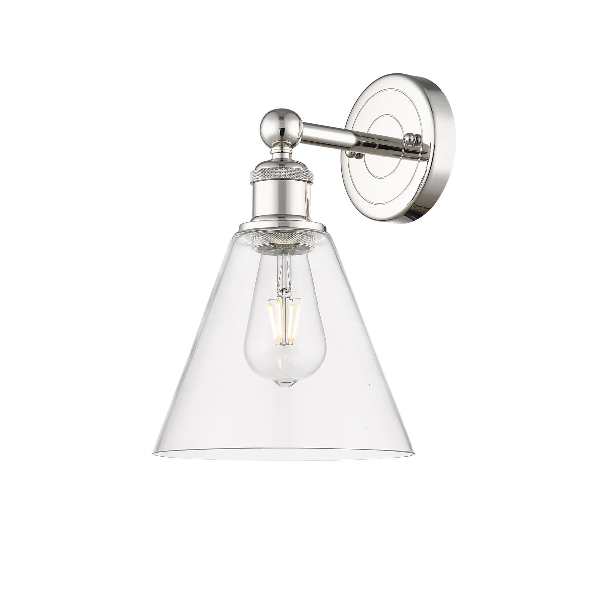 Shown in Polished Nickel finish and Clear glass