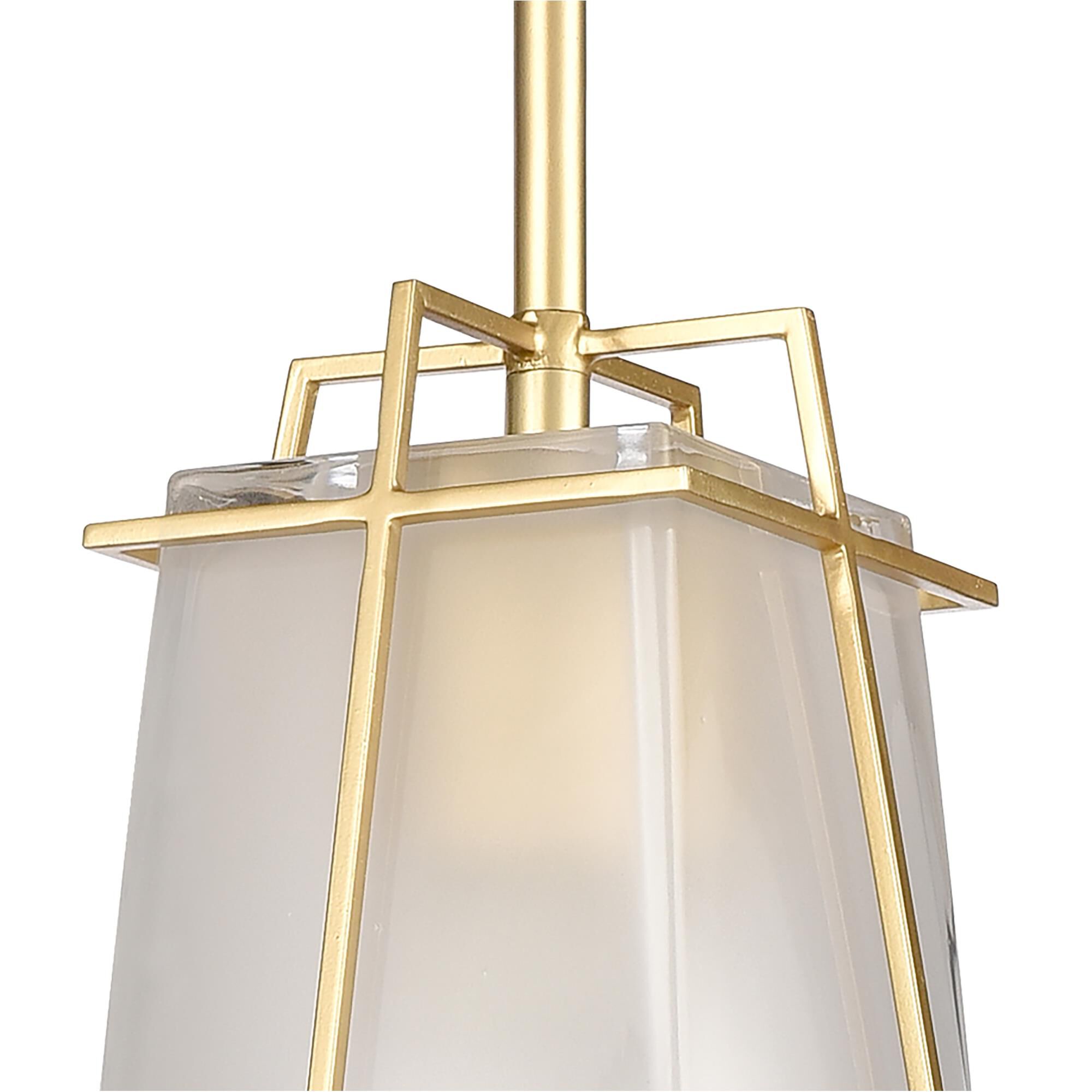 Shown in Gold finish and White Frosted glass