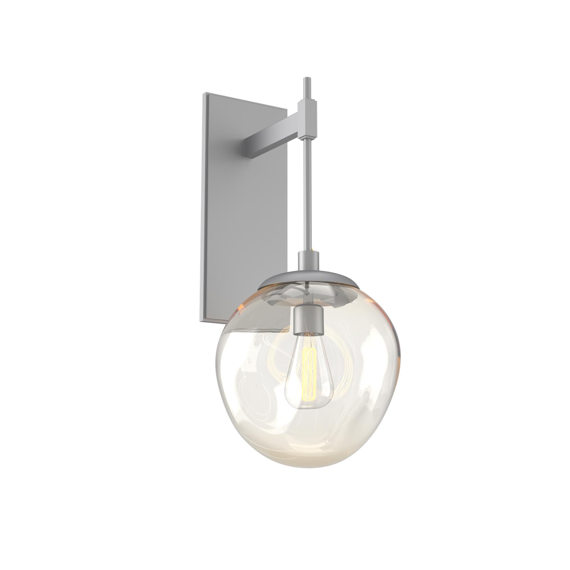 Shown in Classic Silver finish and Amber Blown glass