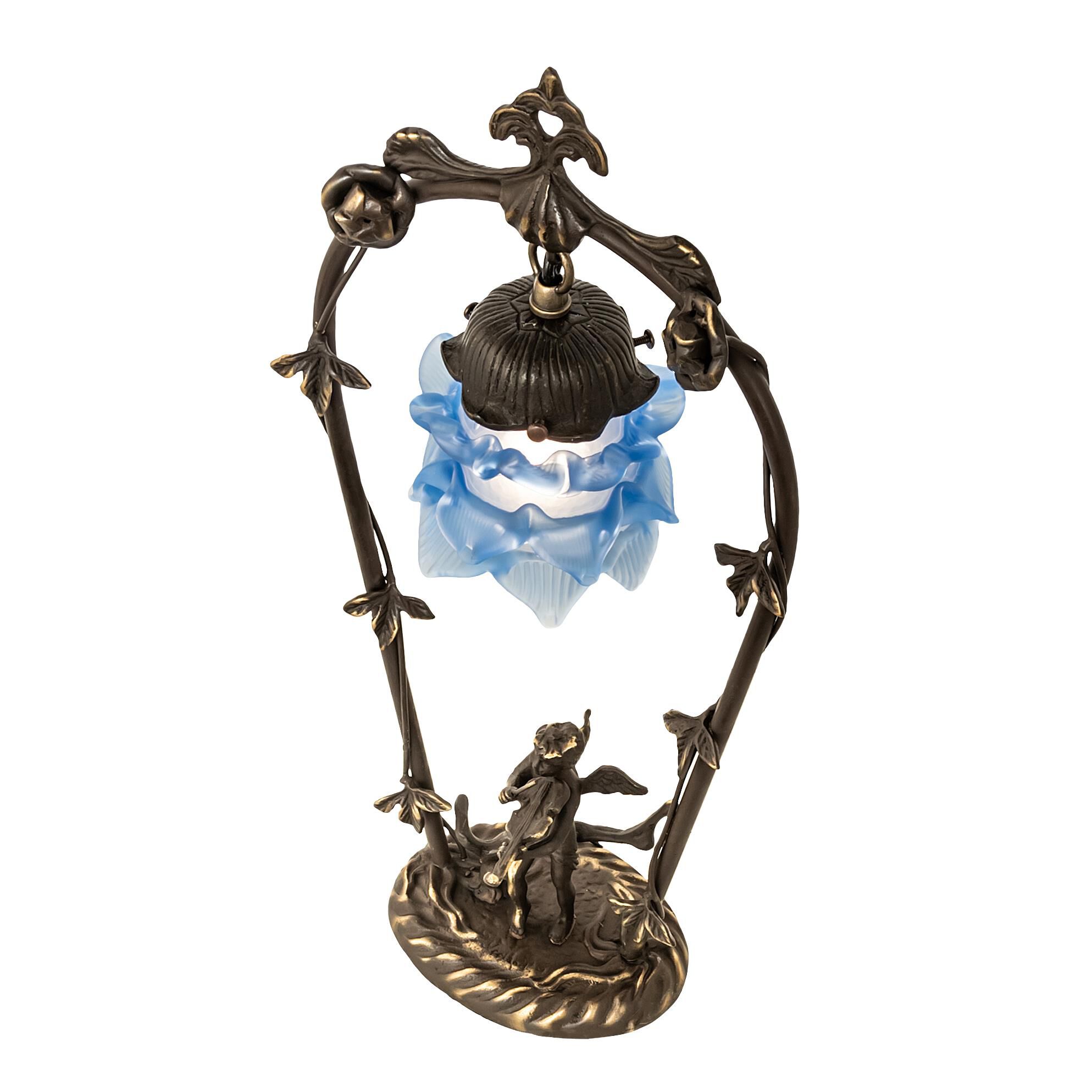 Shown in Antique Finish;Antique Brass finish and Blue glass