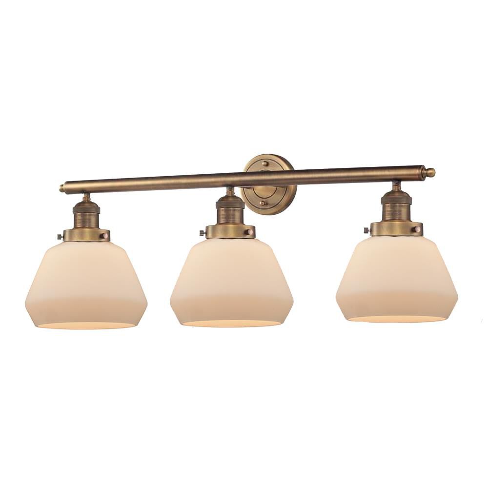 Shown in Brushed Brass finish and Matte White Cased glass