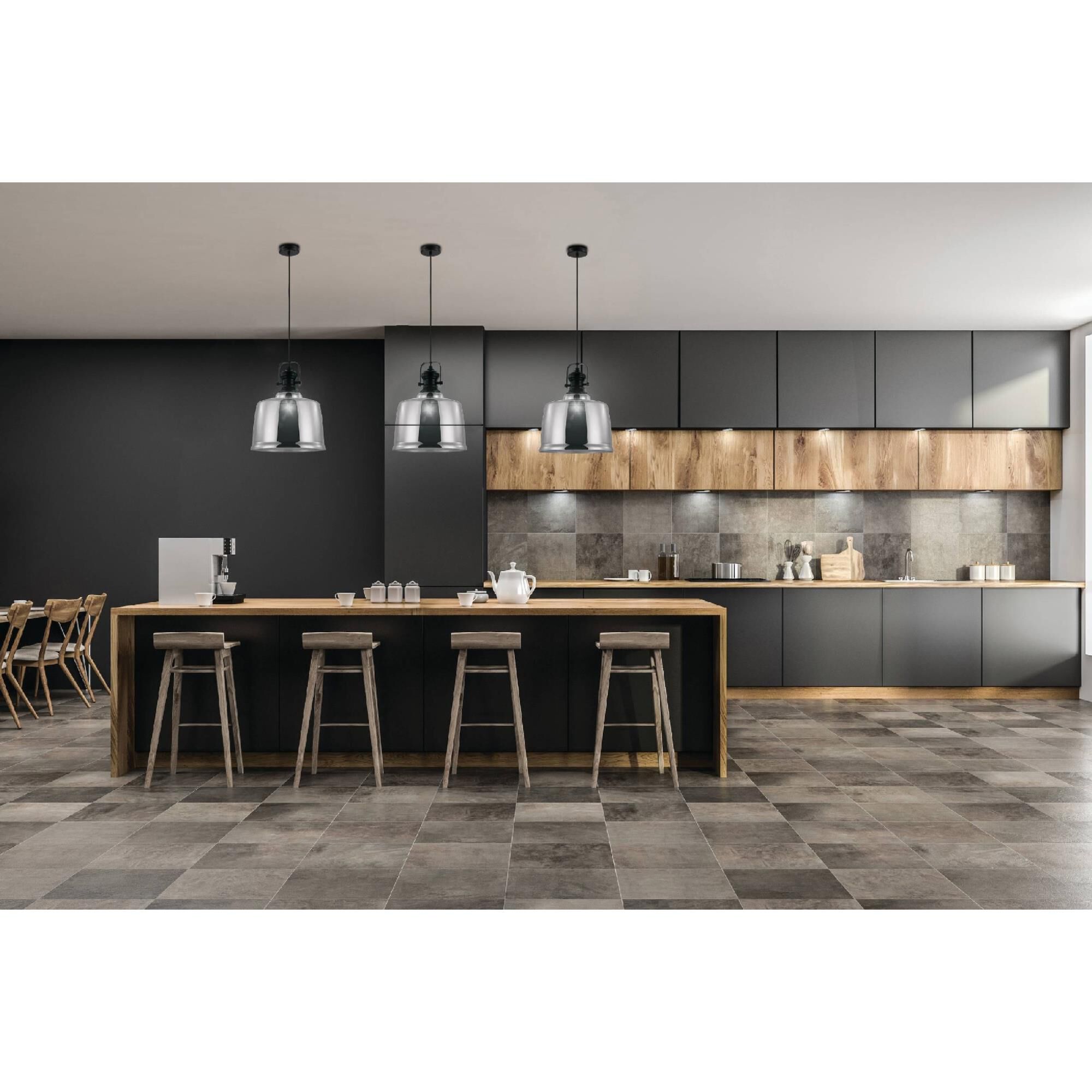 Shown in Matte black and Chrome finish and Smoked glass