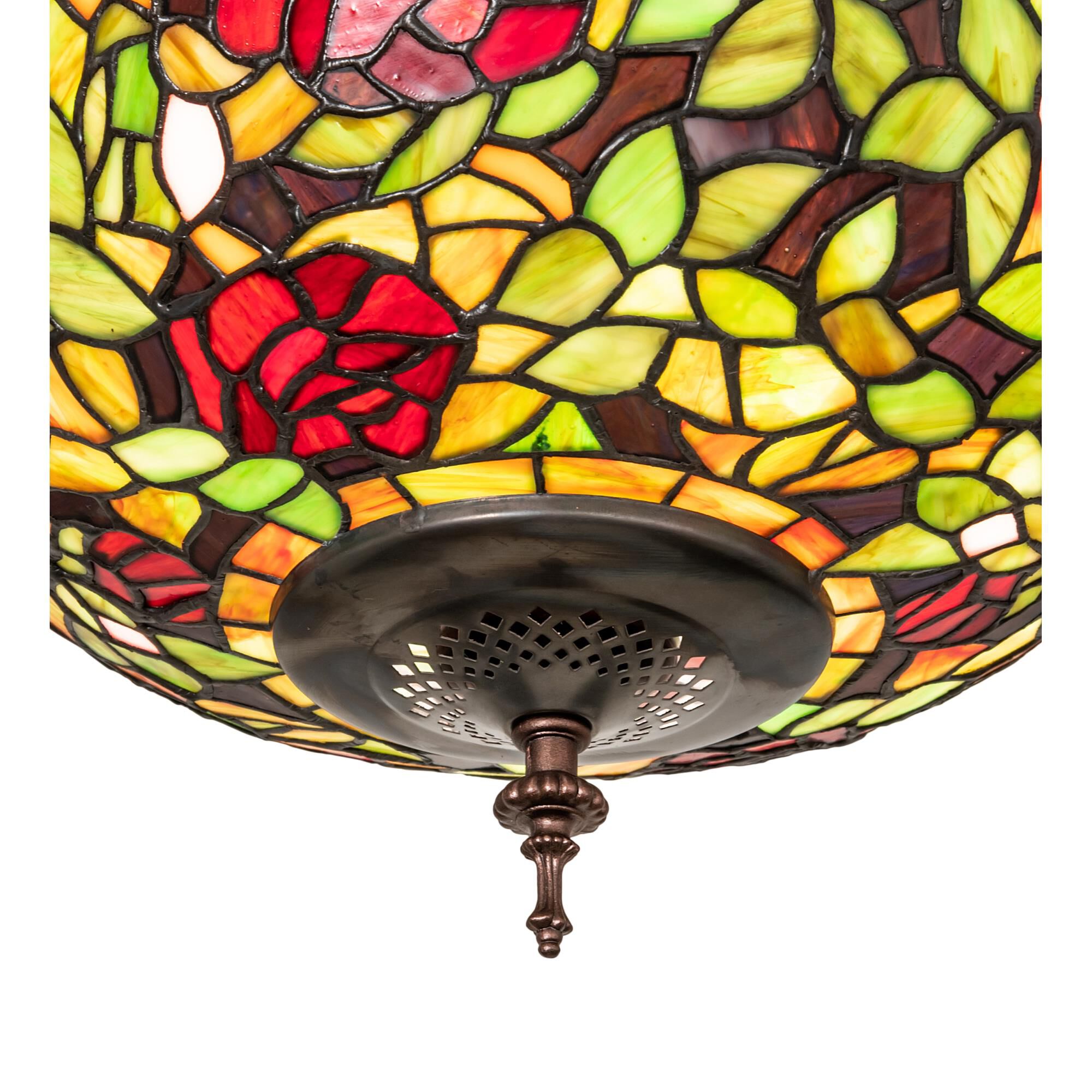 Shown in Mahogany Bronze finish and Ruby;Green glass