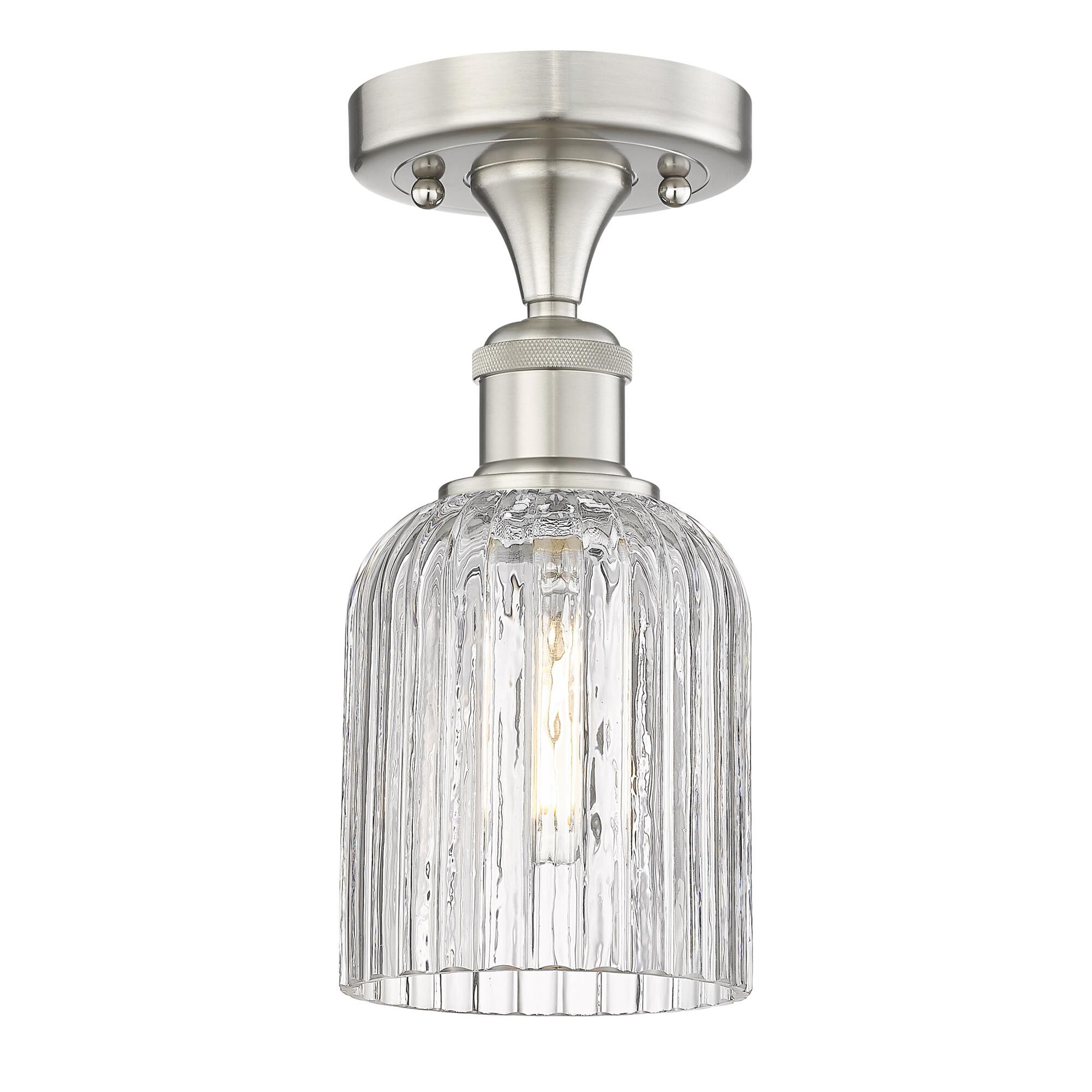 Shown in Brushed Satin Nickel finish and Clear glass