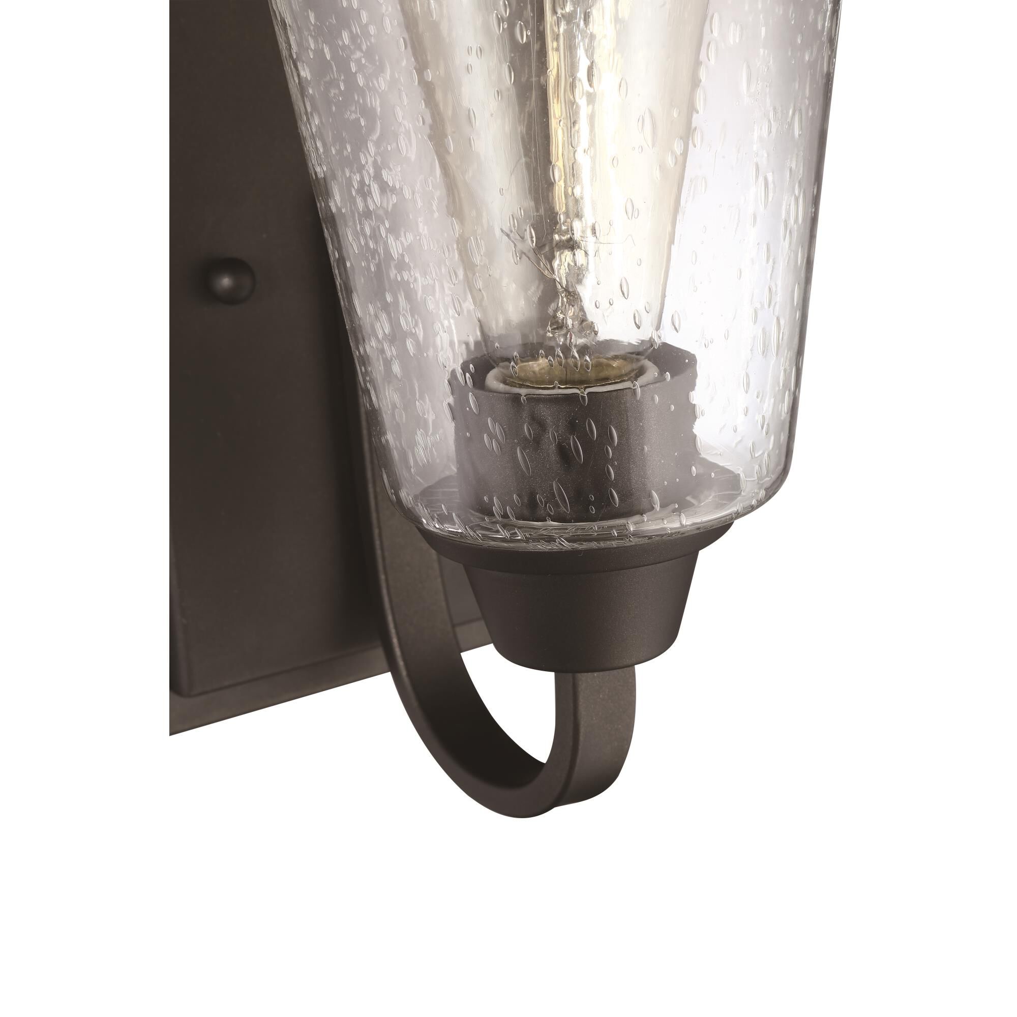 Shown in Espresso finish and Clear Seeded glass and Glass shade