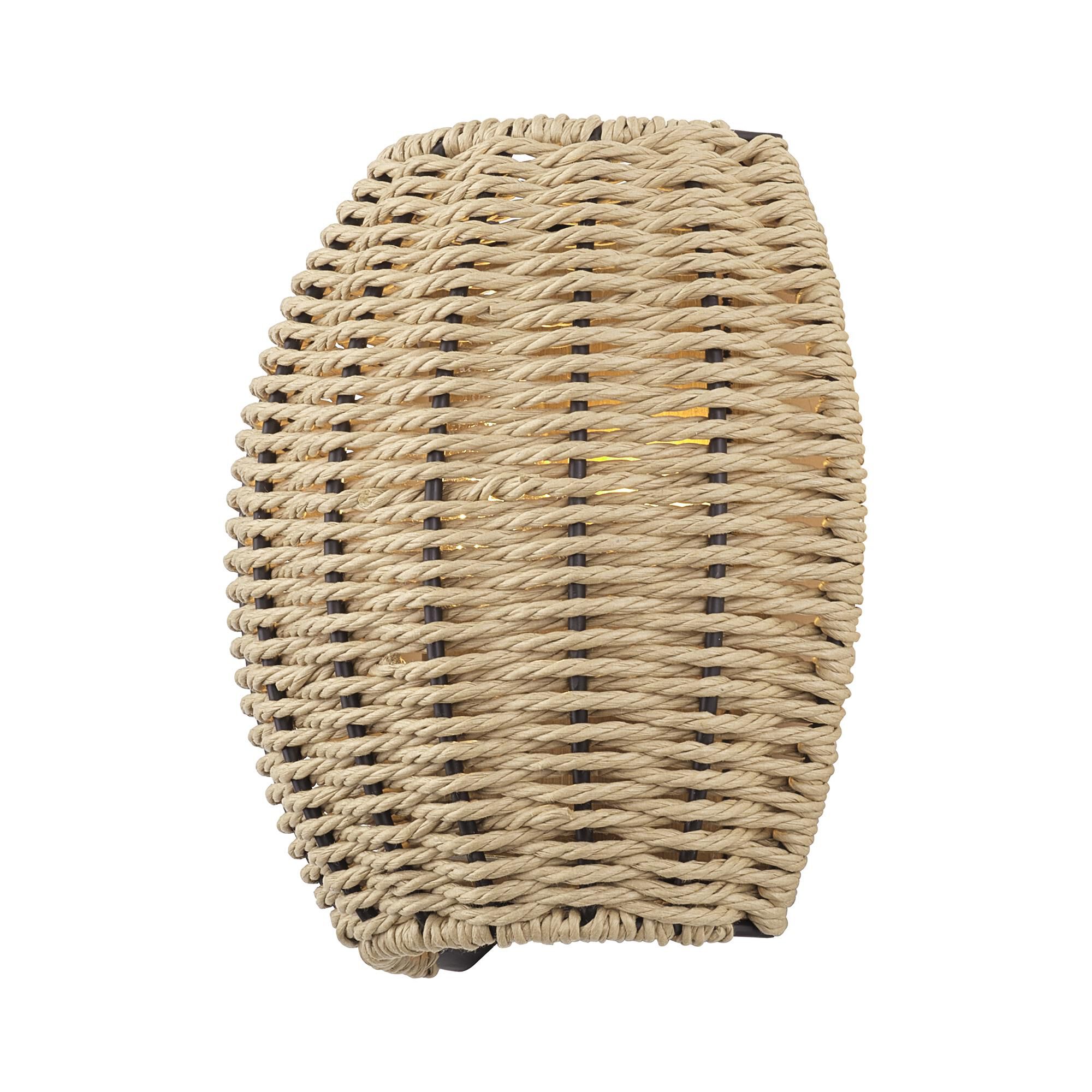 Shown in Antique Gold Leaf finish and Hand-Woven French Beige Paper Rope shade