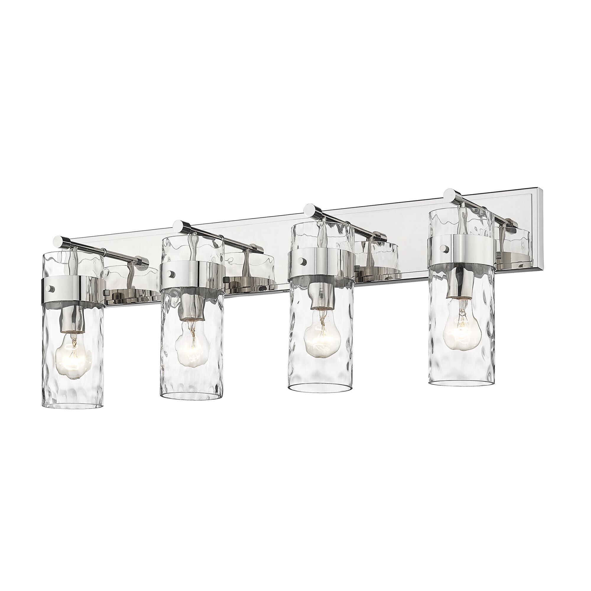 Shown in Polished Nickel finish and Glass shade