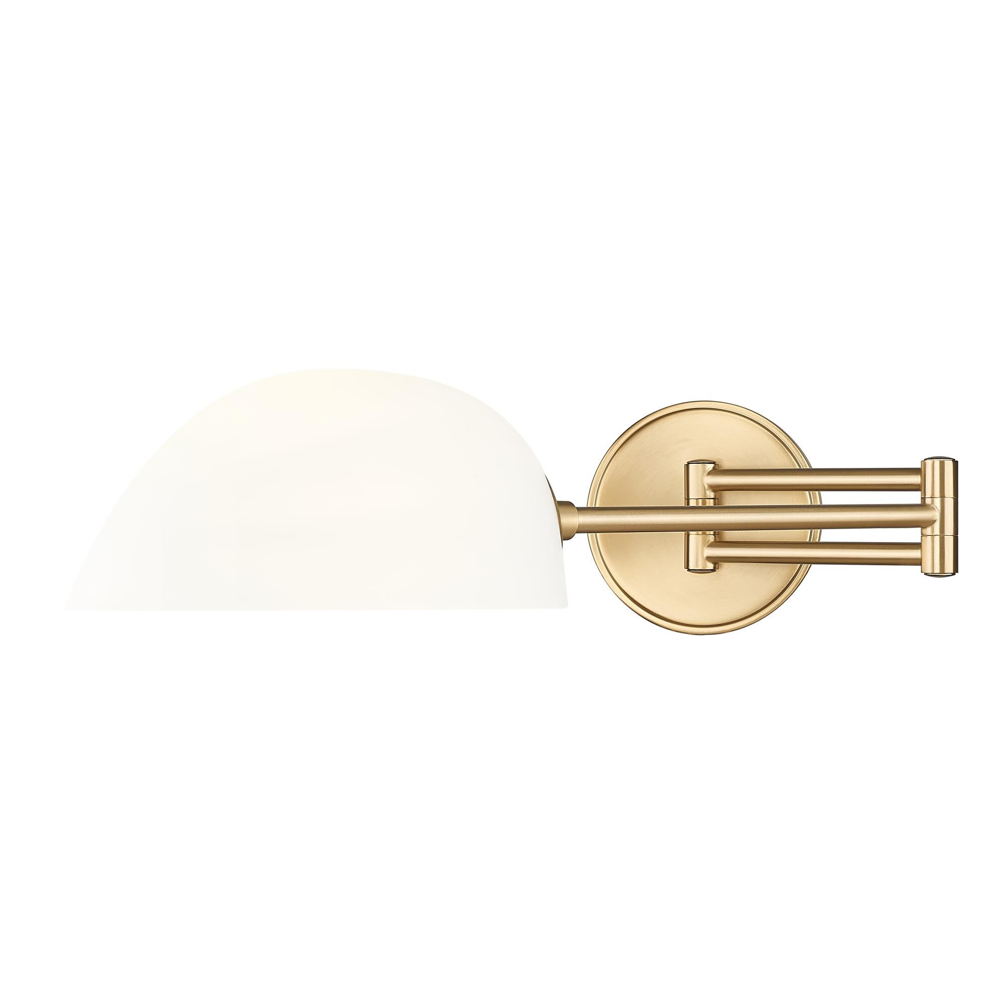 Shown in Modern Gold finish and White glass