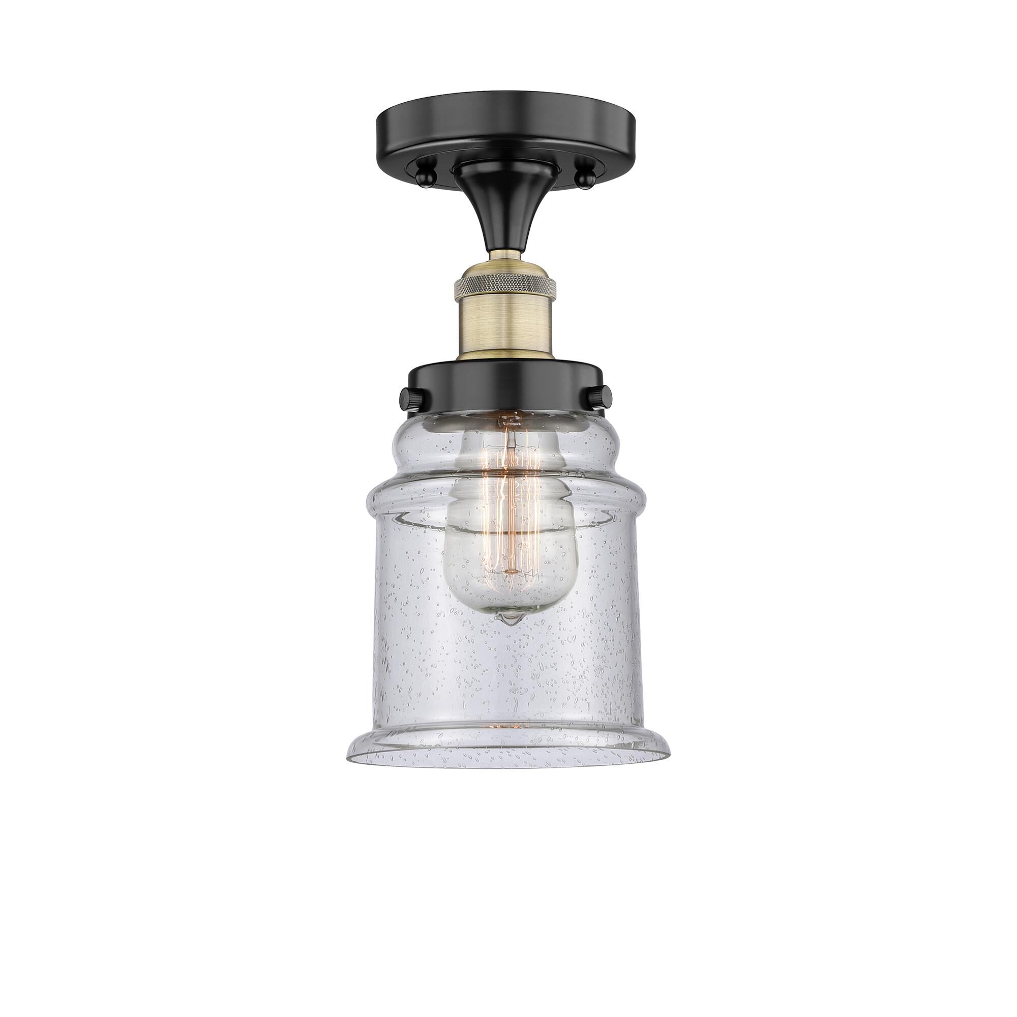 Shown in Black Antique Brass finish and Seedy glass