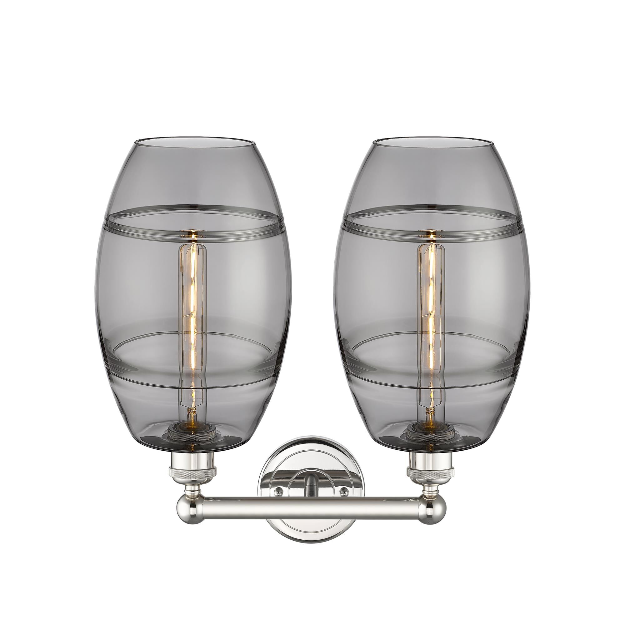 Shown in Polished Nickel finish and Light Smoke glass