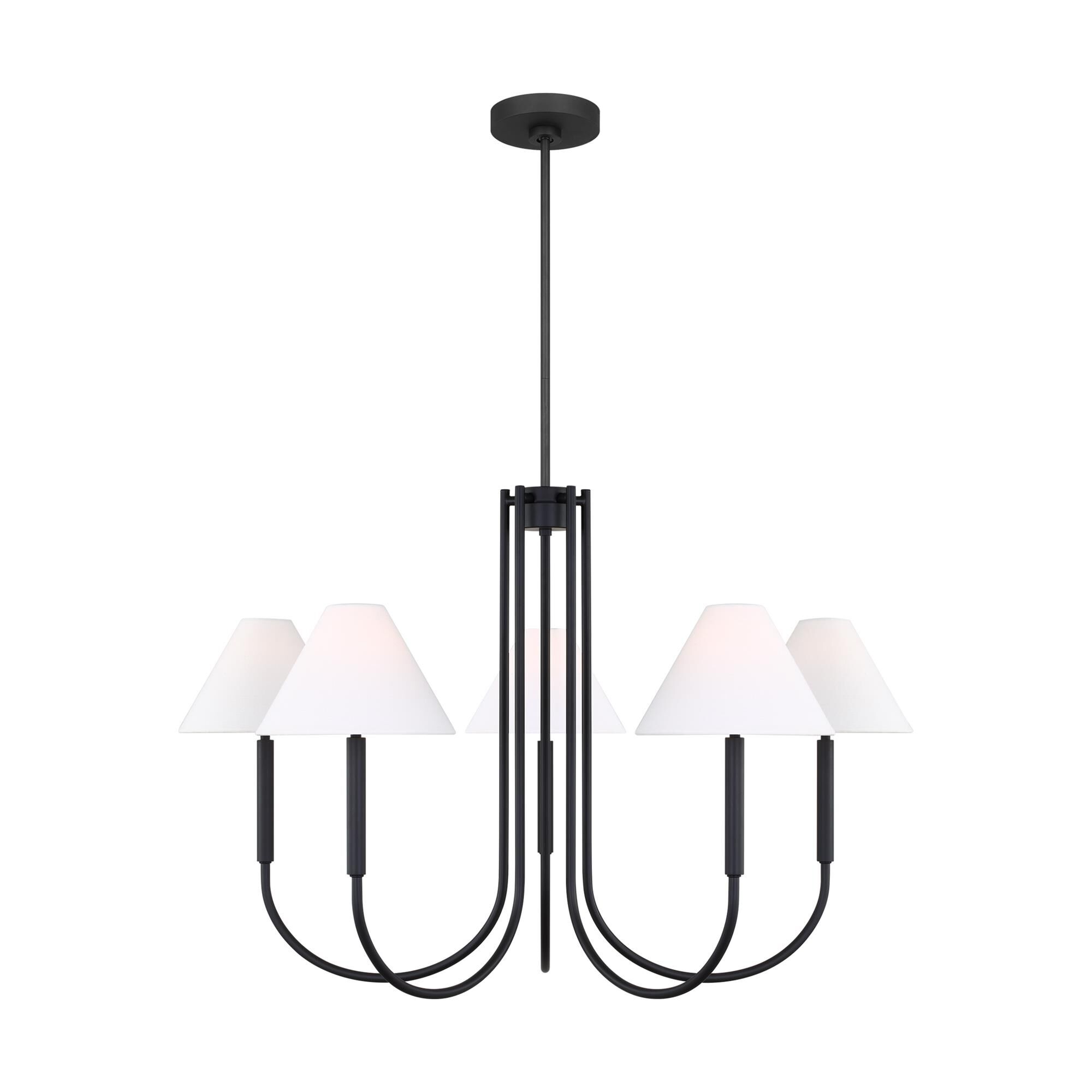 Shown in Midnight Black finish and White Linen Fabric s shade