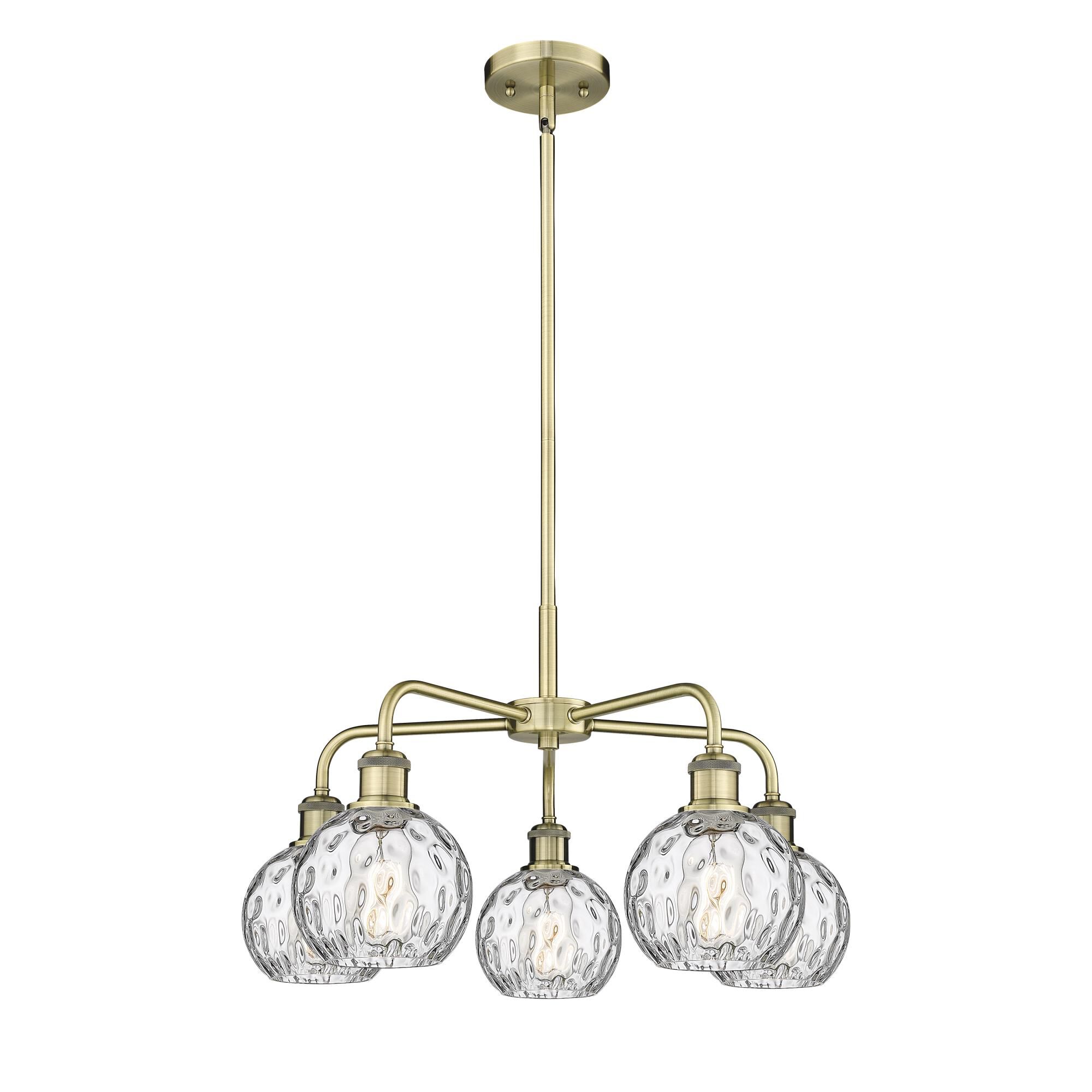 Shown in Antique Brass finish and Clear Water Glass glass