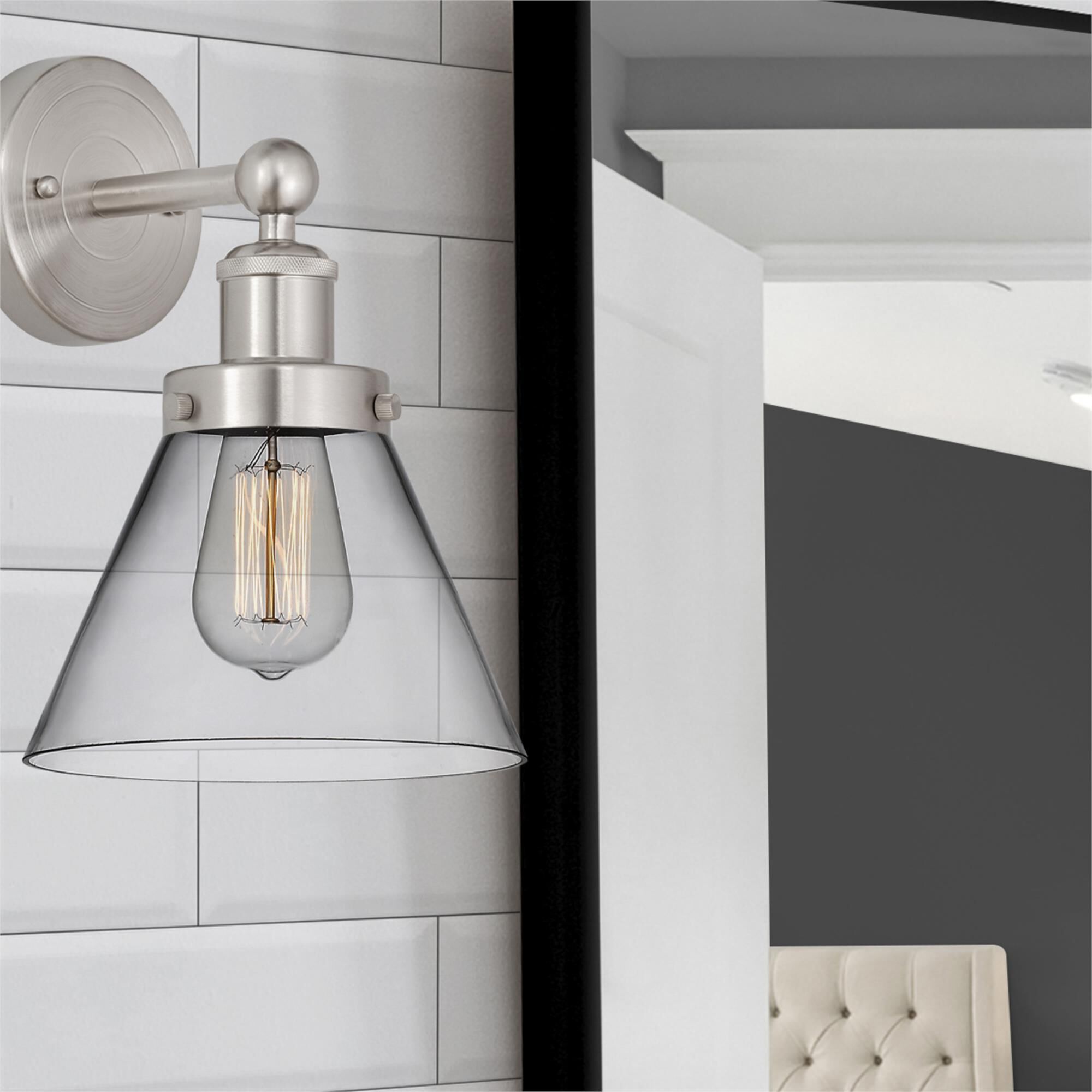 Shown in Brushed Satin Nickel  finish and Clear glass