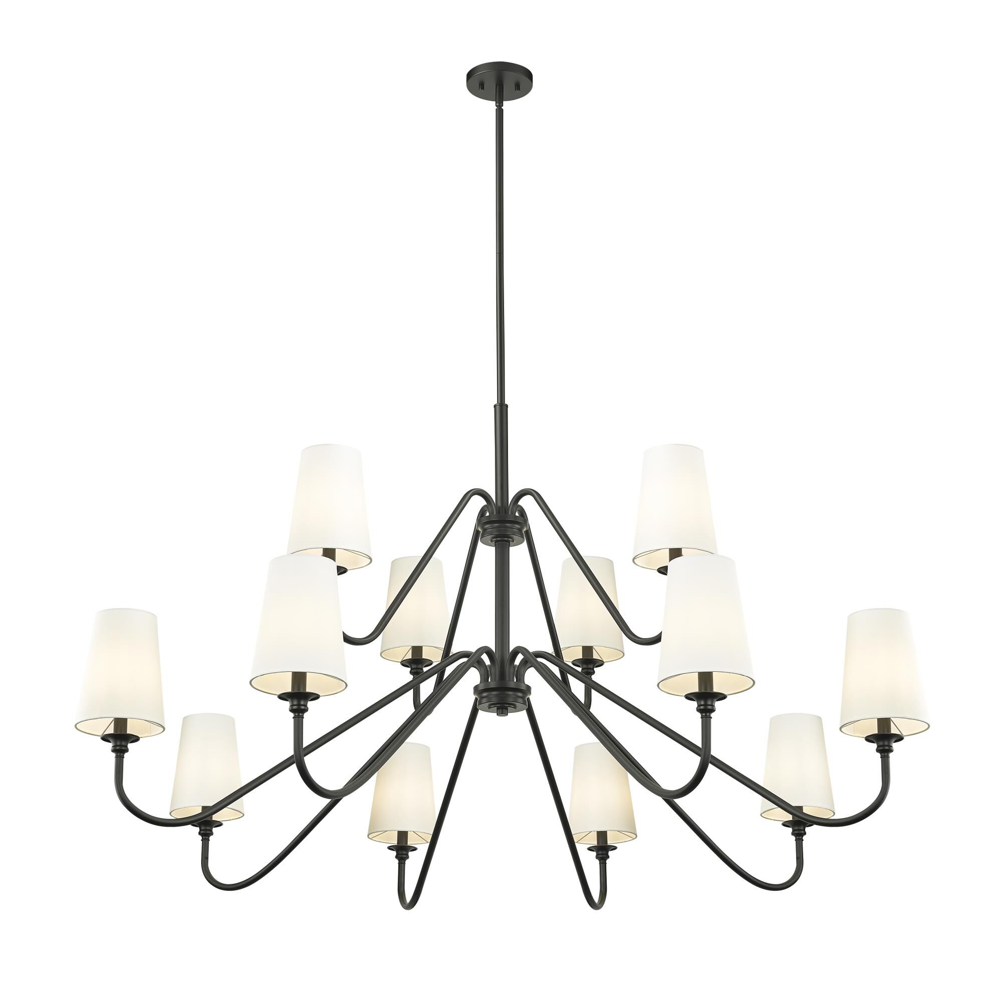 Shown in Matte Black finish and White glass and White shade