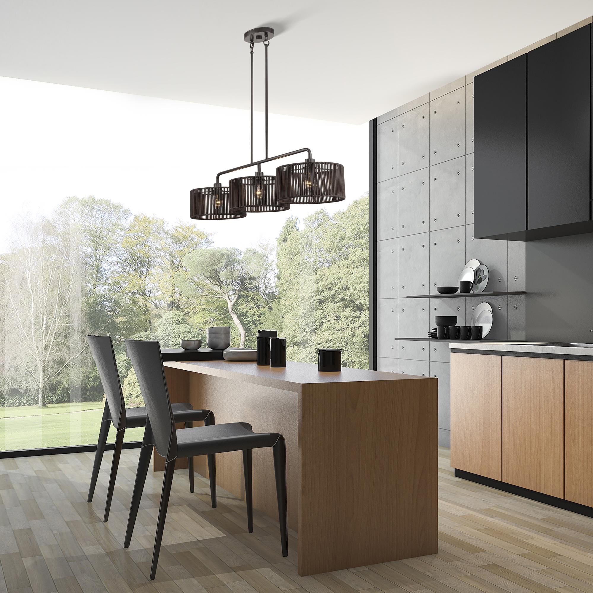 Shown in English Bronze finish and Hand-Woven Dark Chocolate Color Polyester Rope shade