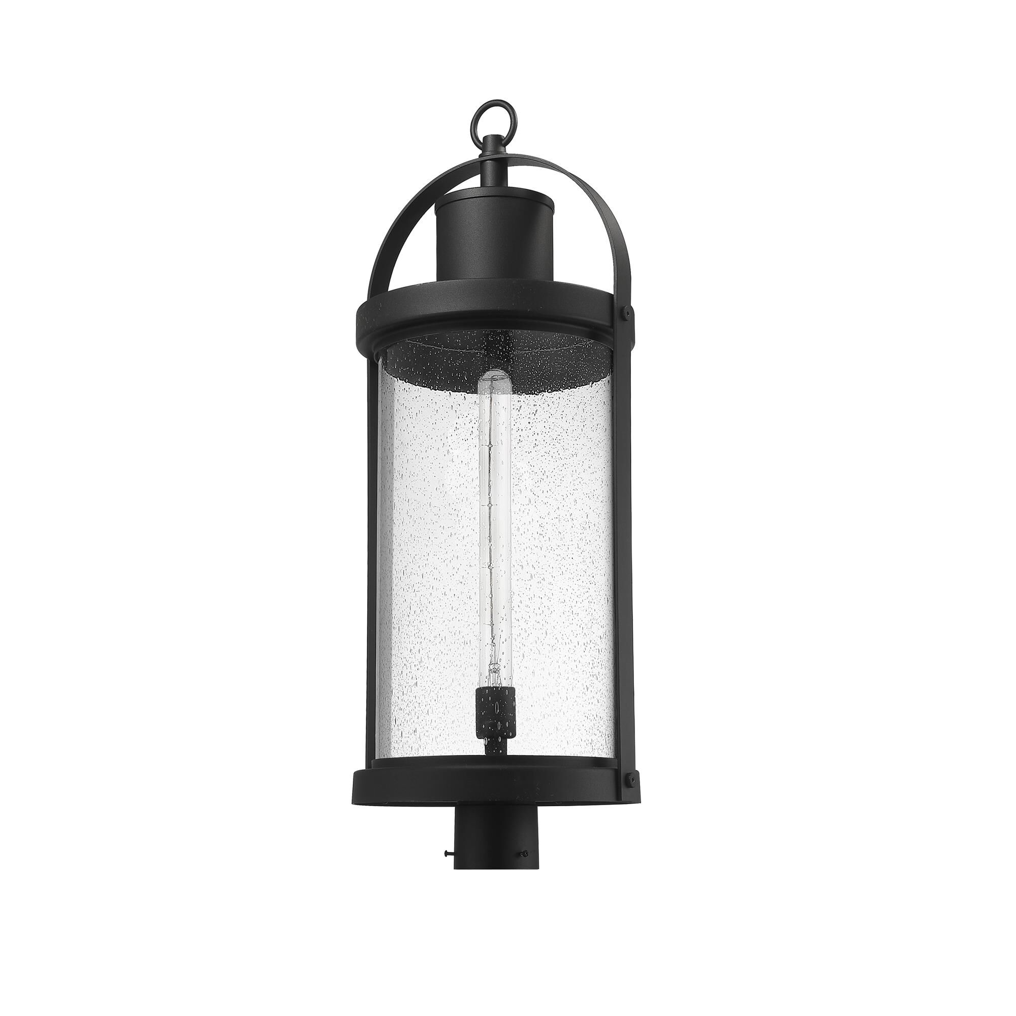 Shown in Black finish and Glass shade