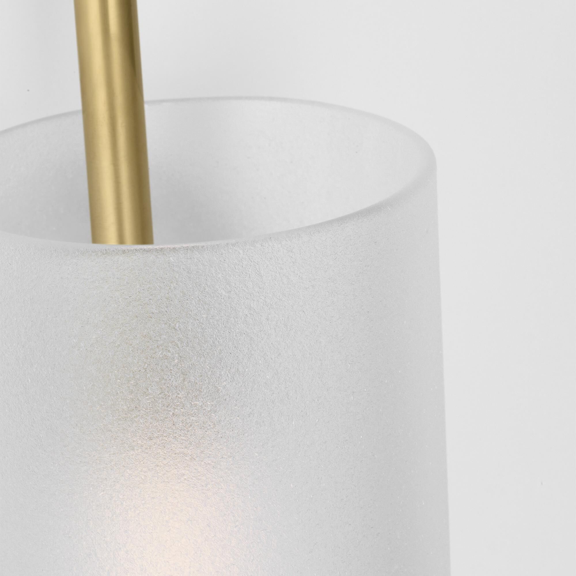 Shown in Hand-Rubbed Antique Brass finish and Etched glass