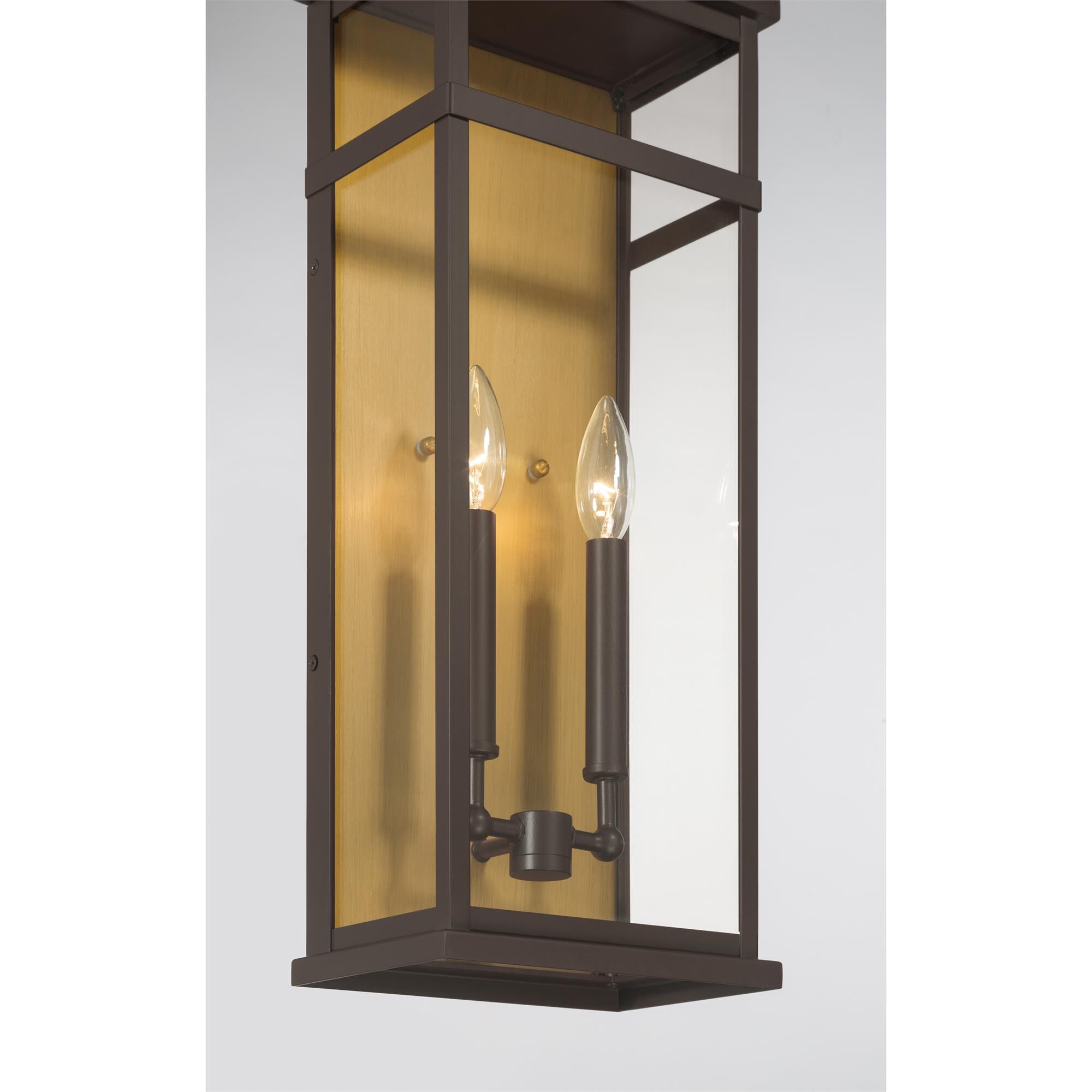 Shown in Painted Legacy Brass and Dark Bronze finish and Clear glass