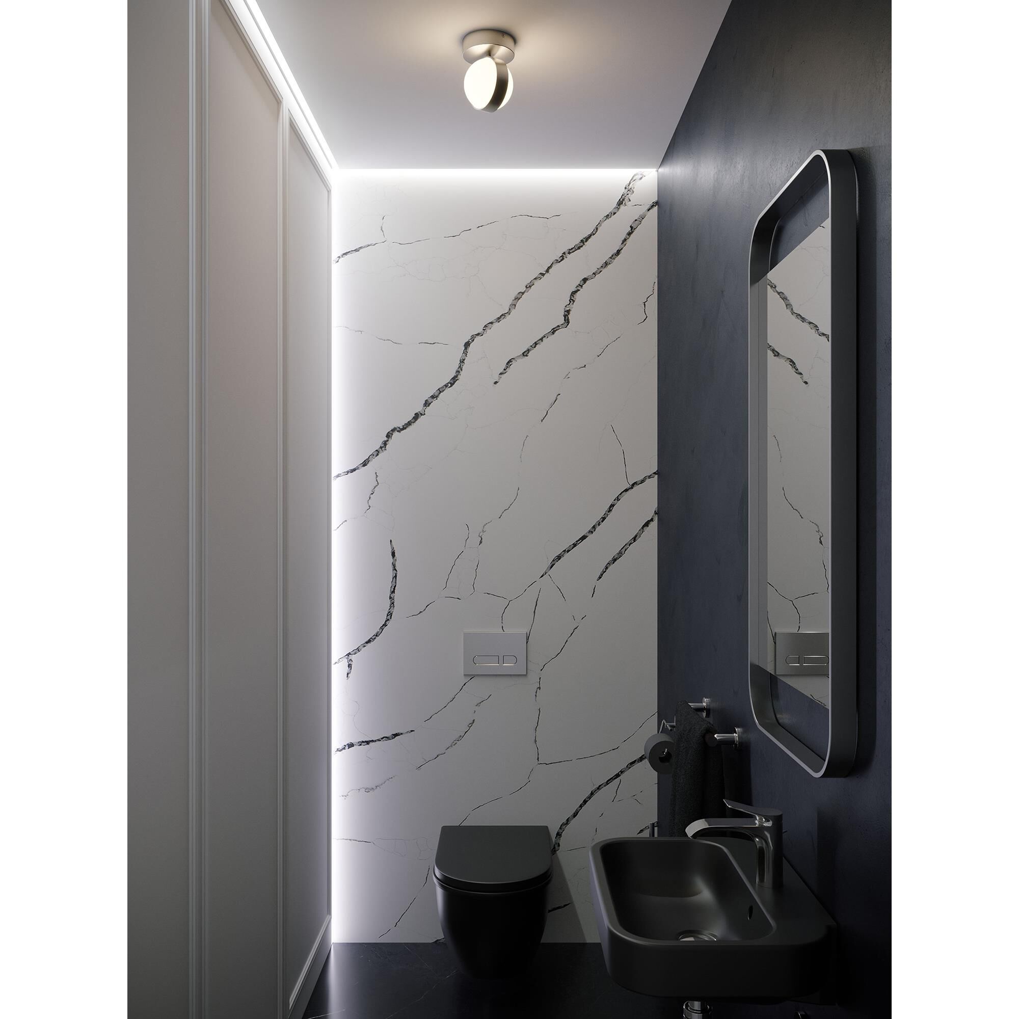 Shown in Satin Nickel finish and White shade