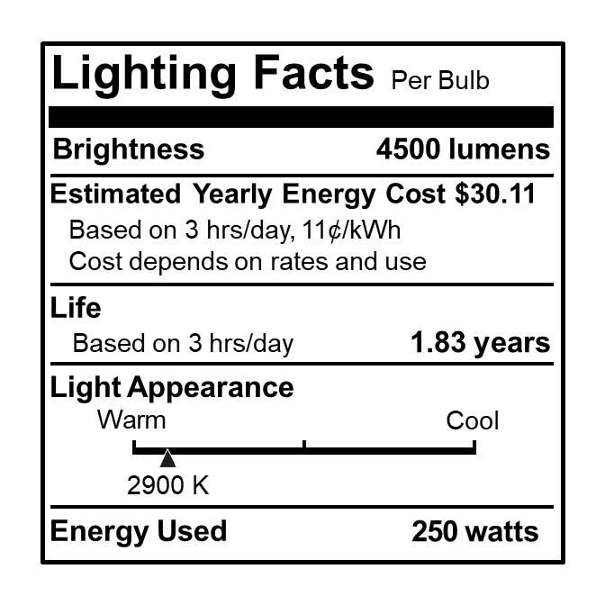 250 Watt 2900K T4 Halogen Light Bulb,