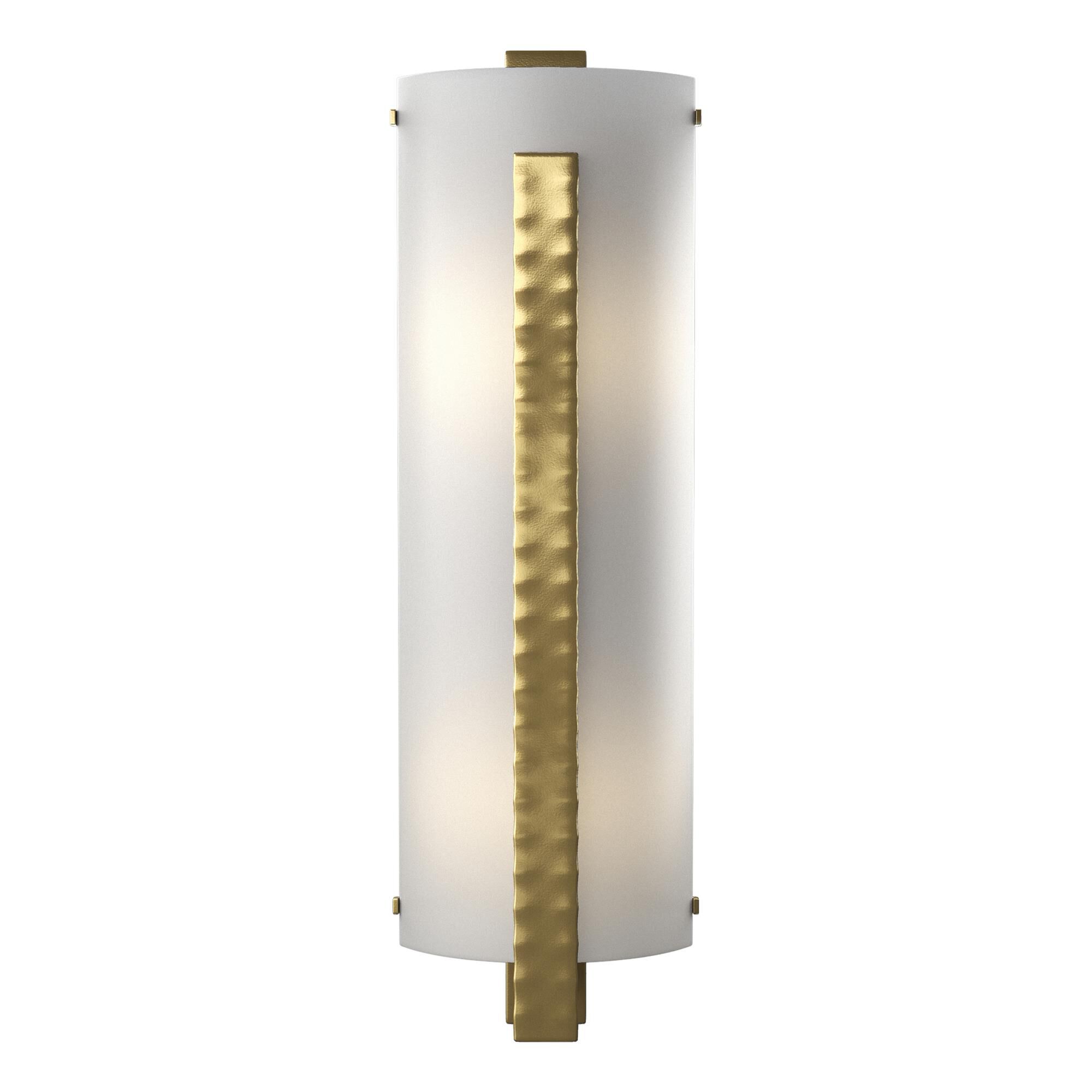 Shown in Modern Brass finish and White Art glass