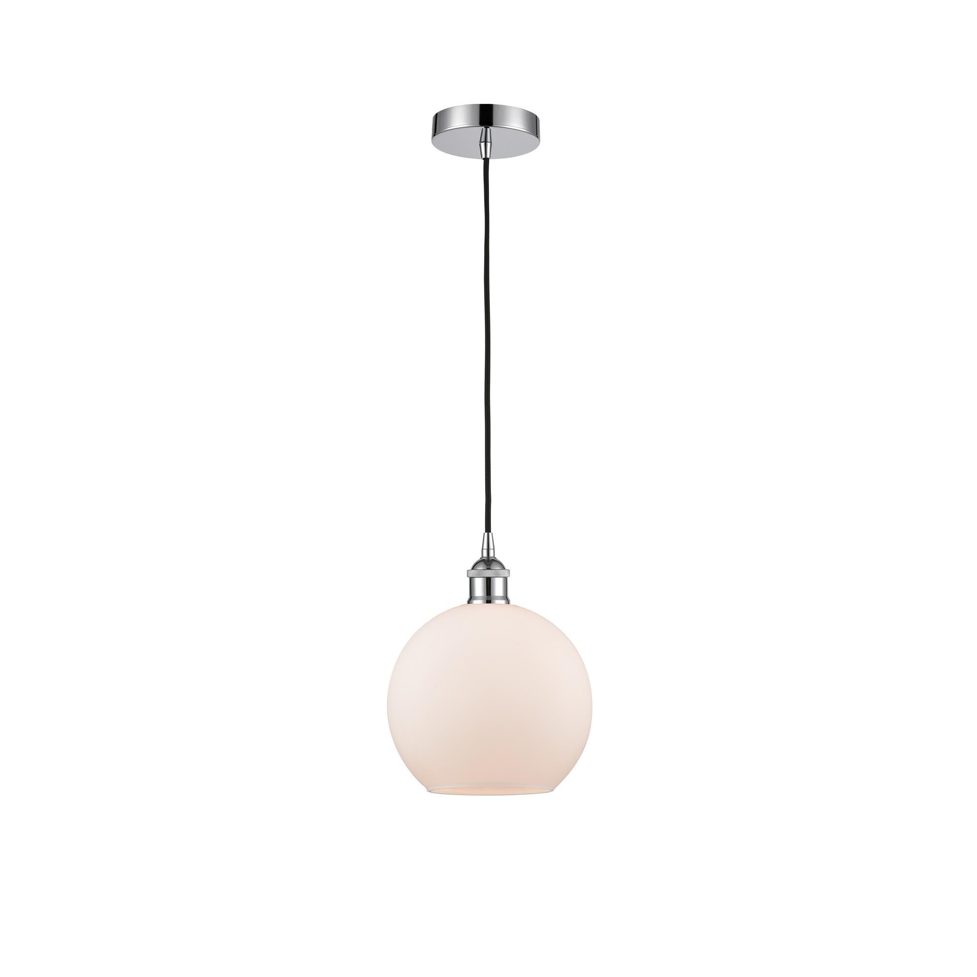 Shown in Polished Chrome finish and Cased Matte White glass